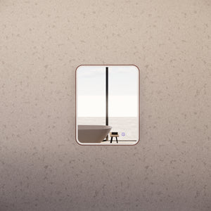 RIVA S4 FRAMED RECTANGLE LED MIRROR 3 COLOUR LIGHTS WITH DIMMER BRUSHED COPPER 600X750MM