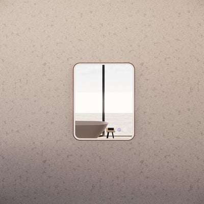 RIVA S4 FRAMED RECTANGLE LED MIRROR 3 COLOUR LIGHTS WITH DIMMER BRUSHED COPPER 600X750MM
