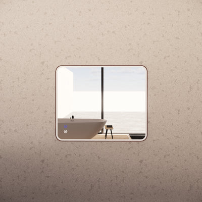 RIVA S4 FRAMED RECTANGLE LED MIRROR 3 COLOUR LIGHTS WITH DIMMER BRUSHED COPPER 750X900MM