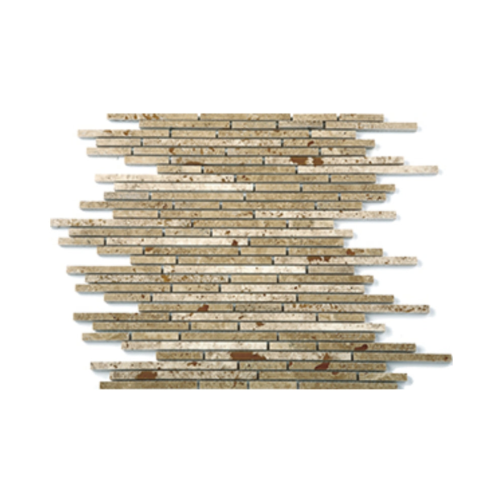 EVERSTONE BULLETS TRAVERTINE NOCE HONED 300X300MM SQUARE MOSAIC TILE (PER BOX)
