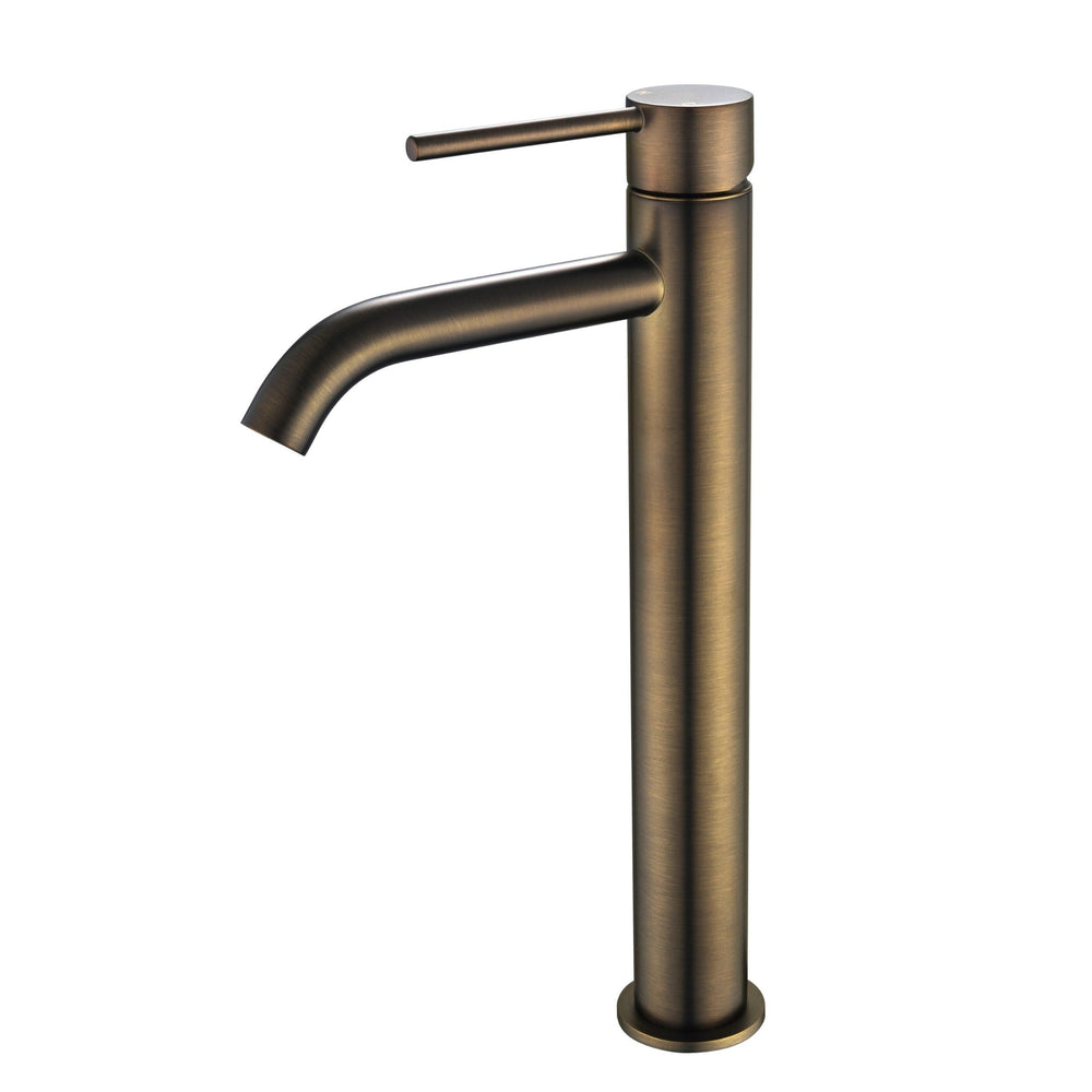 MODERN NATIONAL STAR MINI HIGH RISE LEAD FREE TALL BASIN MIXER 308MM ANTIQUE BRASS
