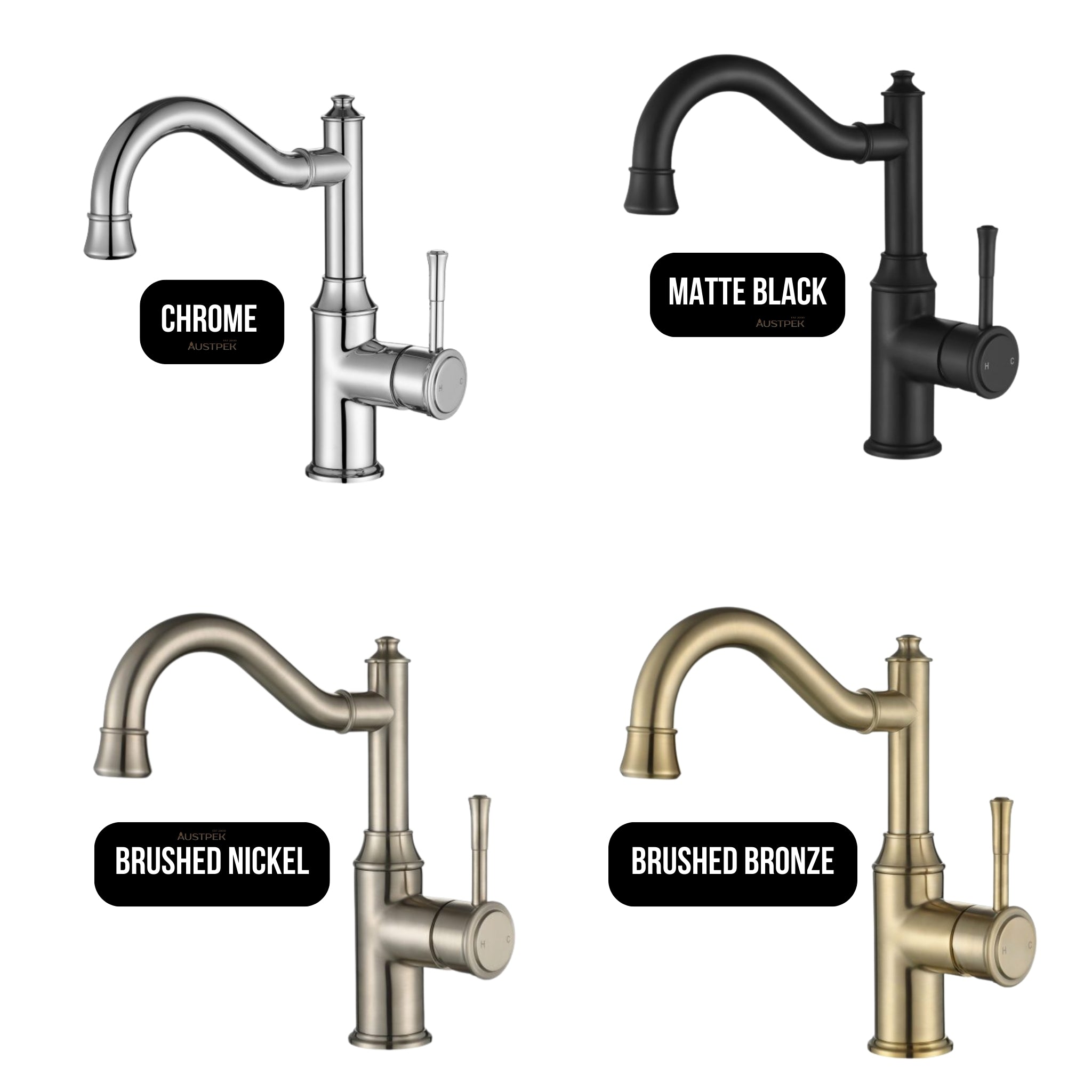 MODERN NATIONAL MONTPELLIER SHEPHERDS CROOK HIGH RISE TALL BASIN MIXER 256MM BRUSHED BRONZE