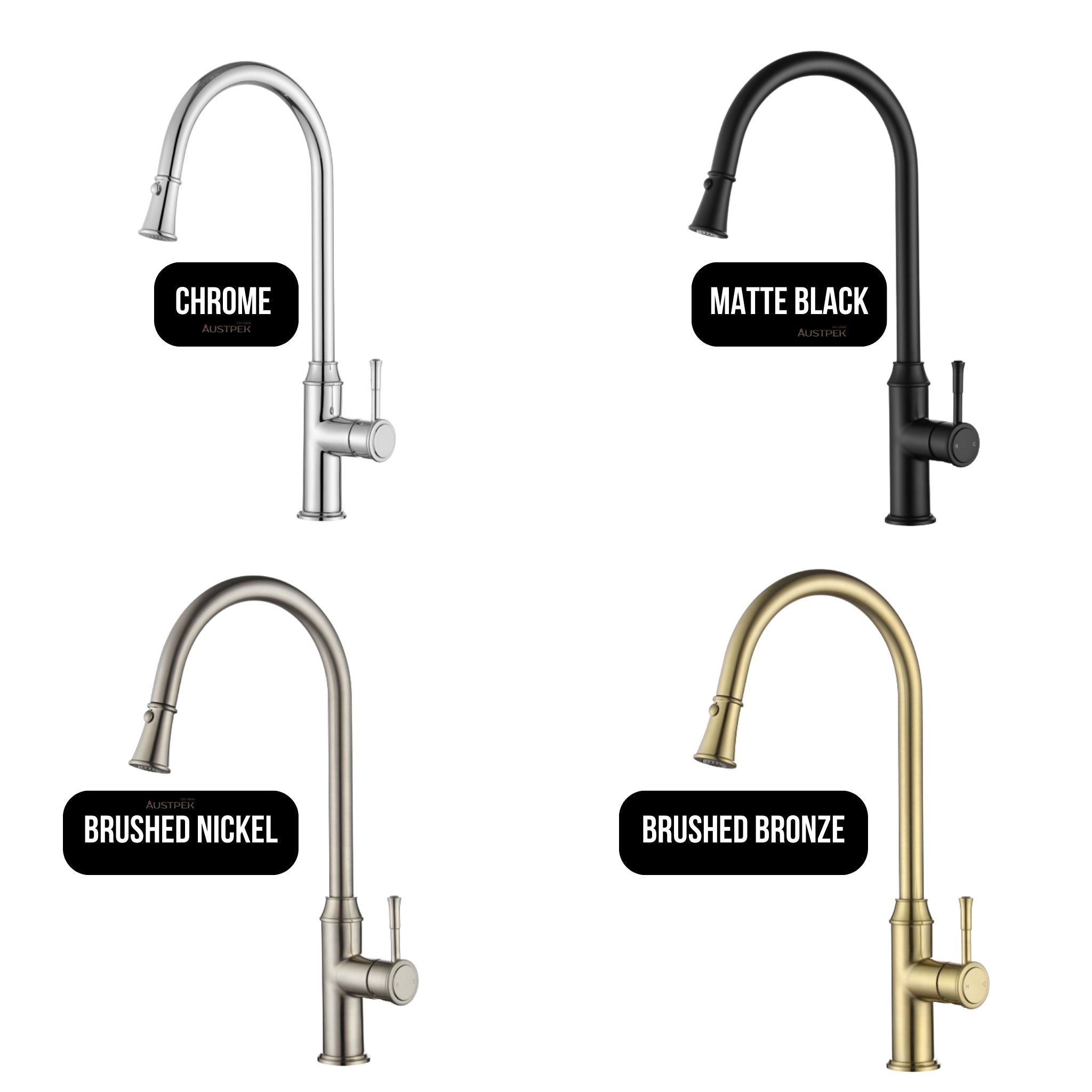 MODERN NATIONAL MONTPELLIER PULL OUT KITCHEN MIXER 467MM BRUSHED NICKEL