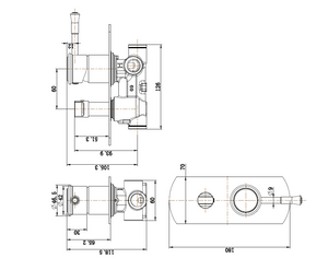 MODERN NATIONAL MONTPELLIER SHOWER DIVERTER MIXER 180MM MATTE BLACK