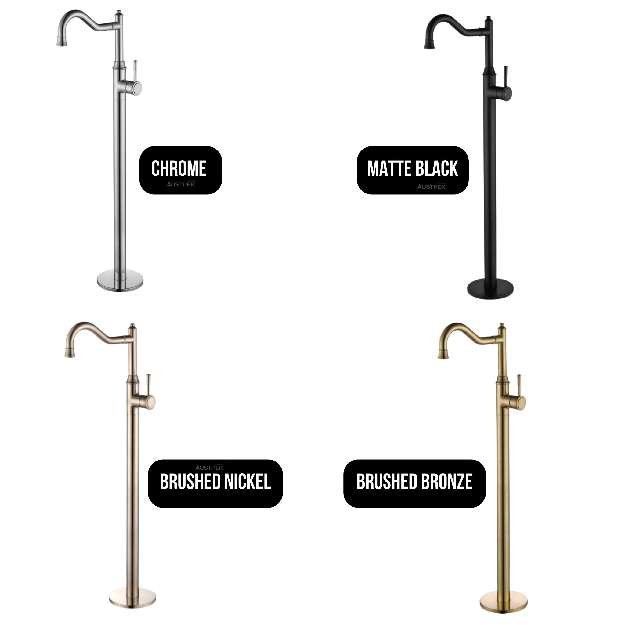 MODERN NATIONAL MONTPELLIER FREESTANDING BATH MIXER 915MM BRUSHED BRONZE