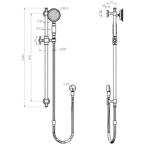 MODERN NATIONAL MONTPELLIER SHOWER RAIL 756MM BRUSHED BRONZE