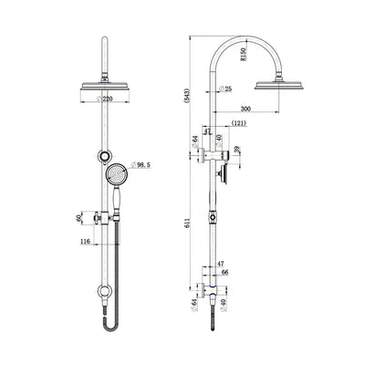 MODERN NATIONAL MONTPELLIER SHOWER COLUMN SET CHROME