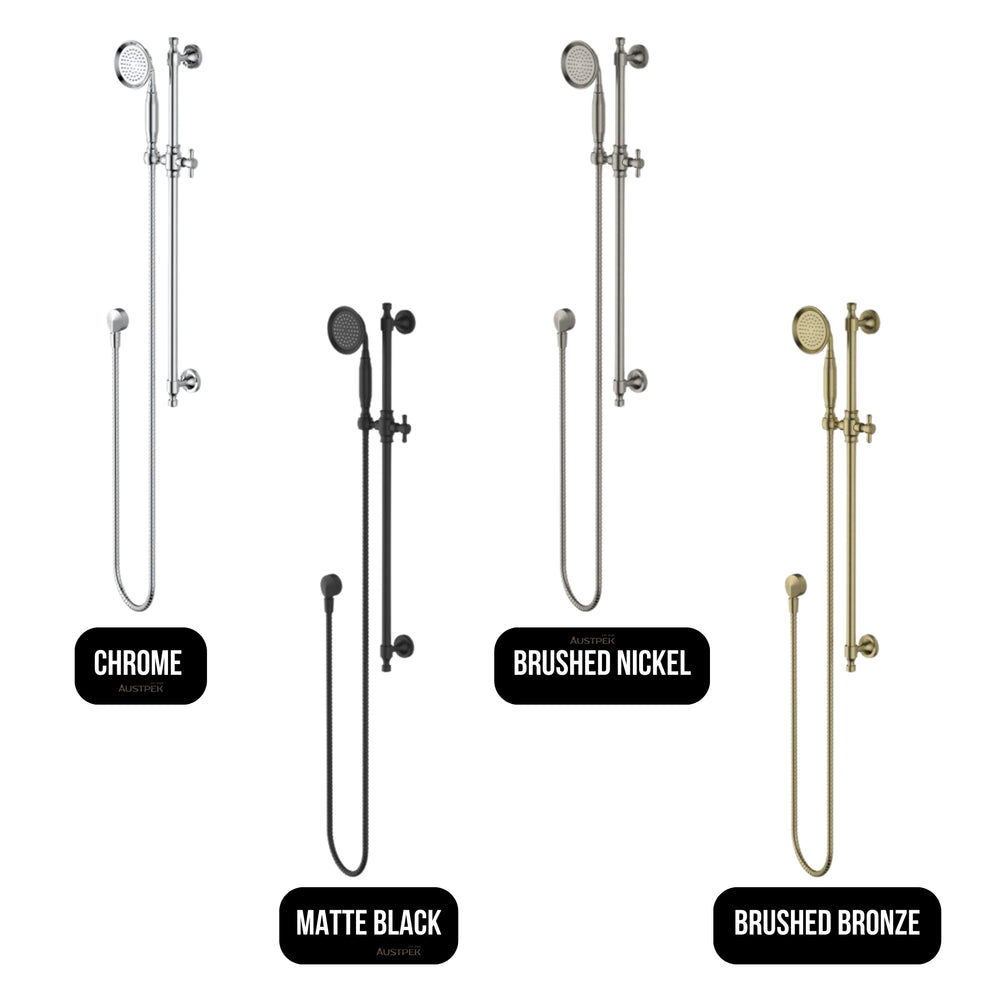 MODERN NATIONAL MONTPELLIER SHOWER RAIL 756MM BRUSHED BRONZE