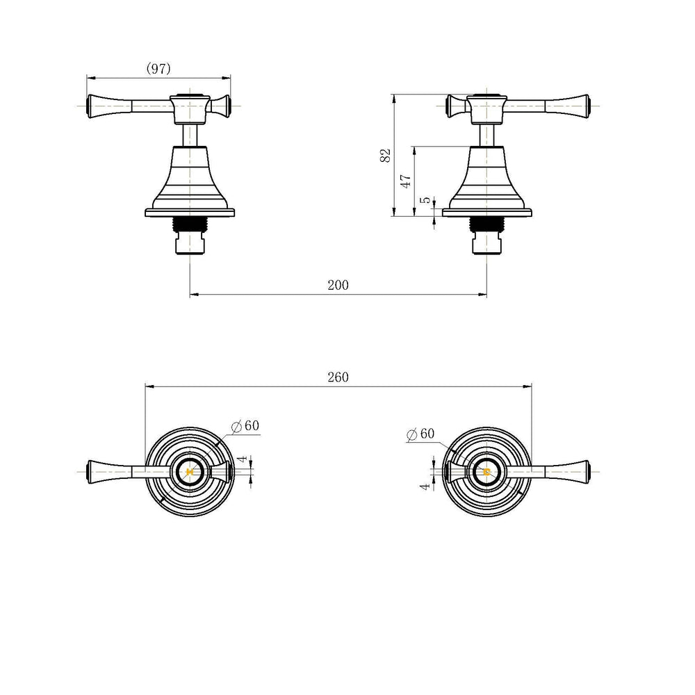 MODERN NATIONAL MONTPELLIER WALL TOP ASSEMBLIES CHROME