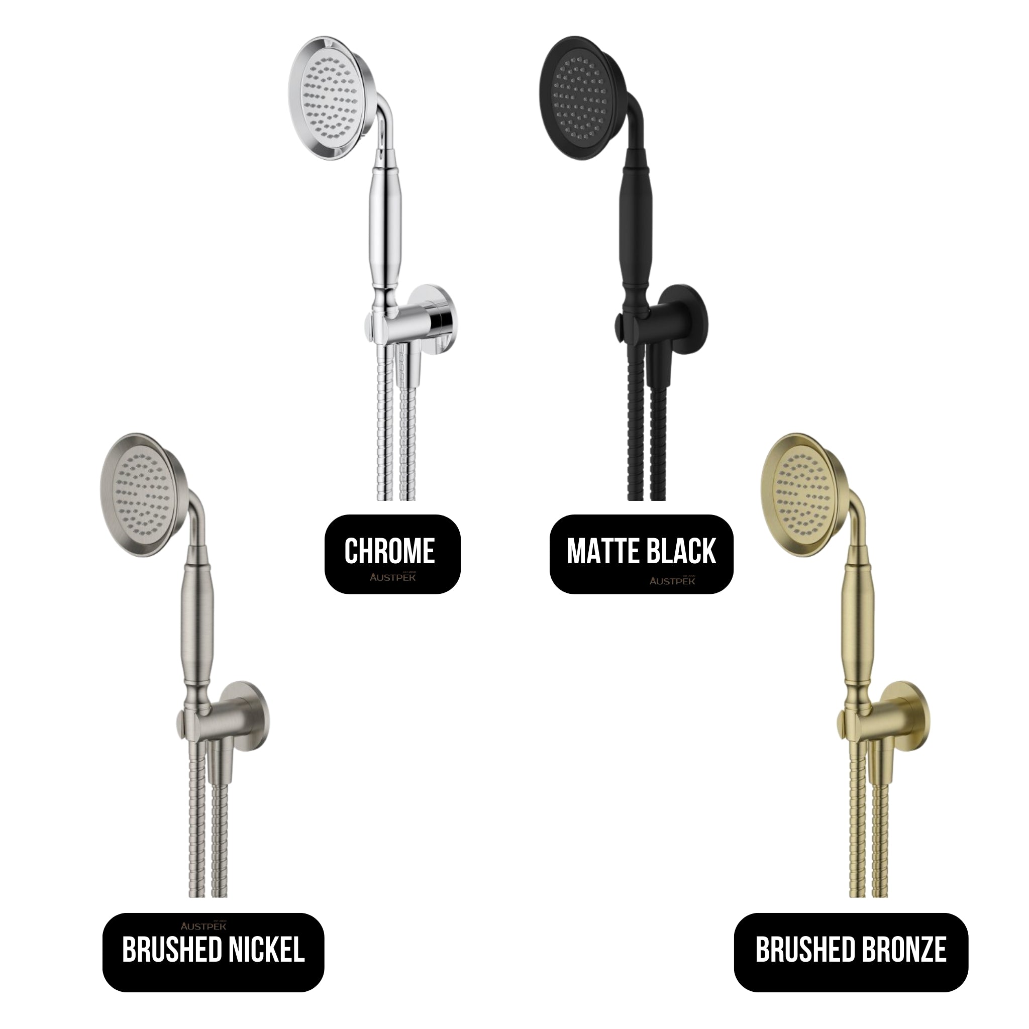 MODERN NATIONAL MONTPELLIER HAND SHOWER ON BRACKET 244MM BRUSHED NICKEL