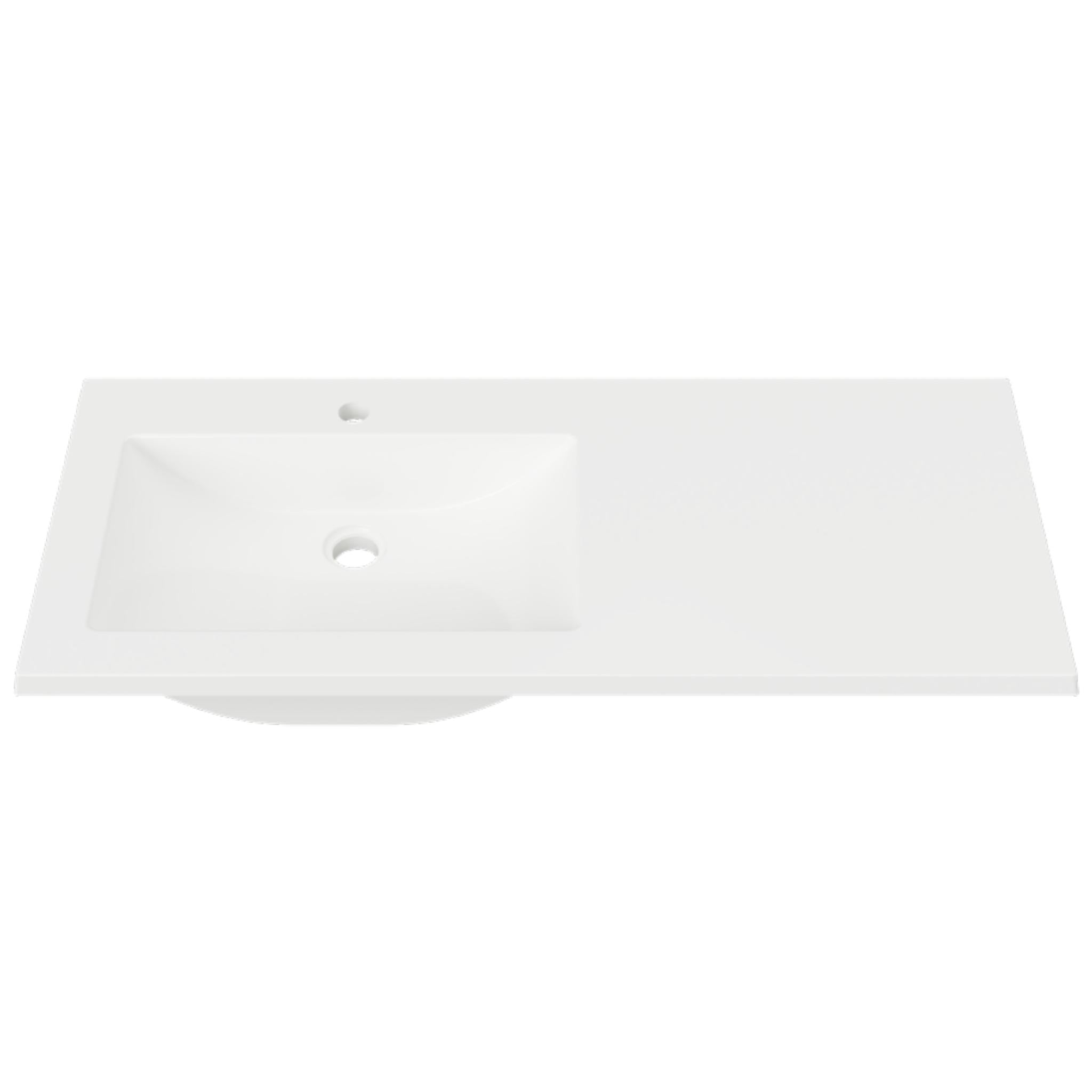 DUROCLASS MONACO GLOSS WHITE OFFSET SINGLE BOWL UNDERMOUNT VANITY TOP (MULTIPLE SIZES AVAILABLE)