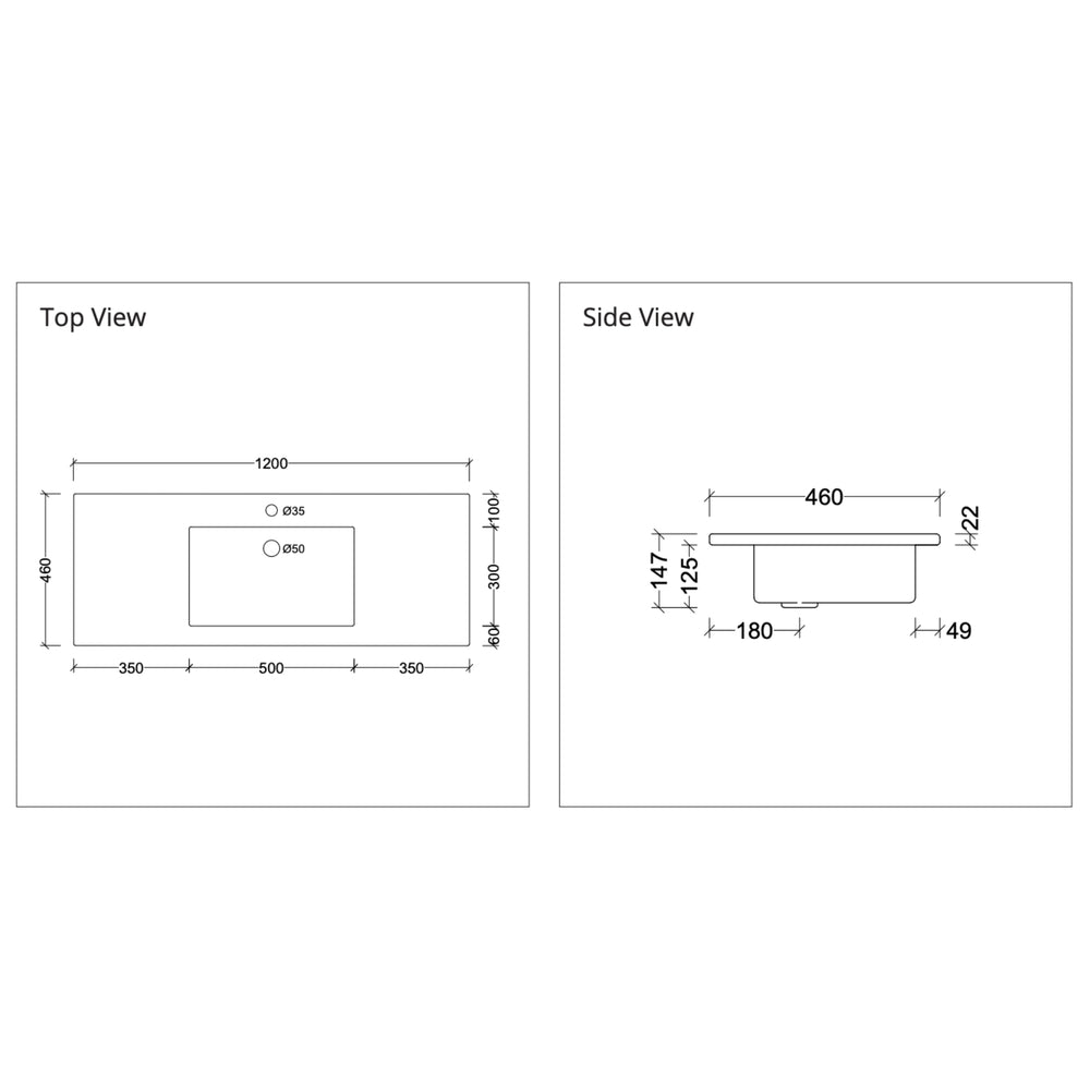 DUROCLASS MONACO GLOSS WHITE SINGLE BOWL UNDERMOUNT VANITY TOP (MULTIPLE SIZES AVAILABLE)