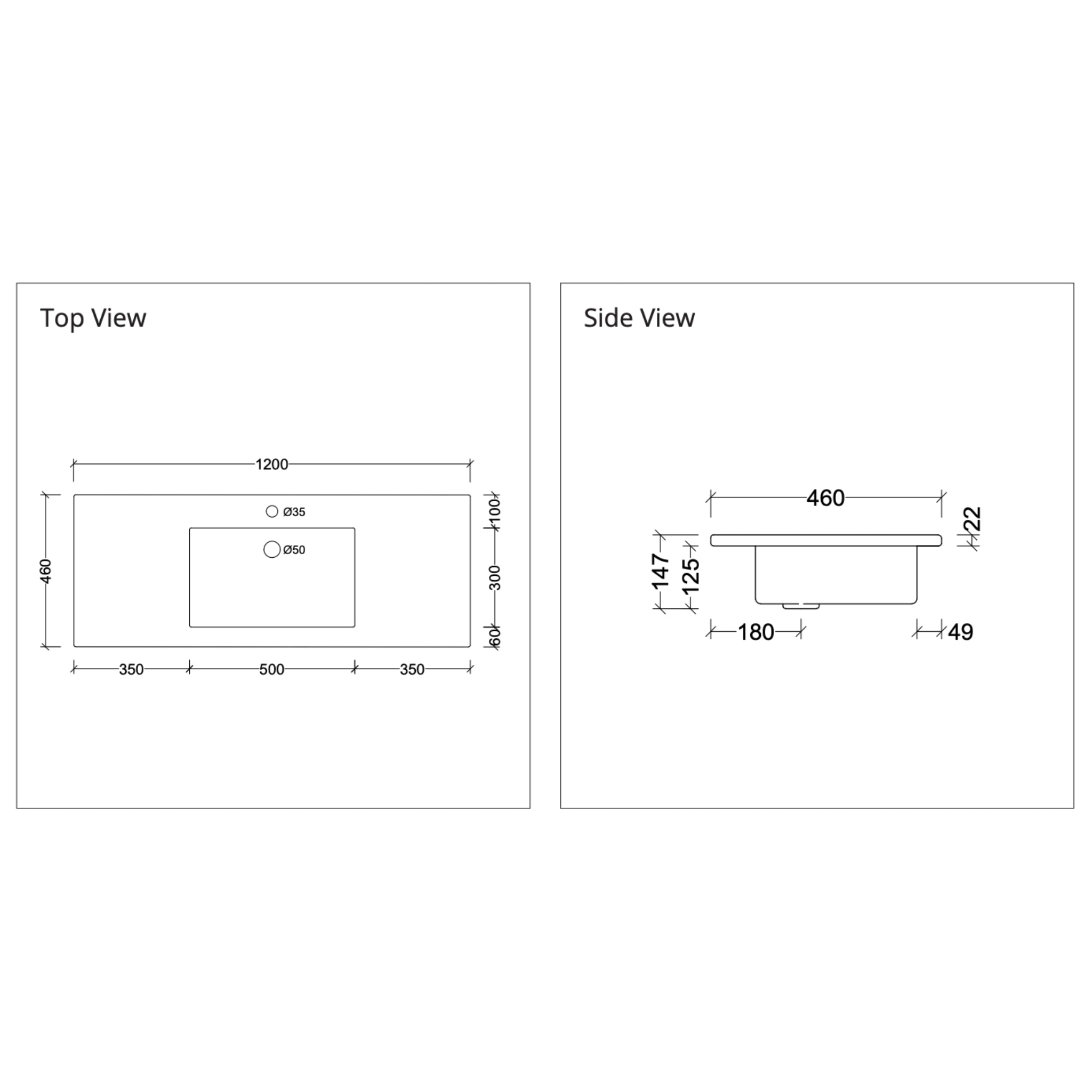 DUROCLASS MONACO GLOSS WHITE SINGLE BOWL UNDERMOUNT VANITY TOP (MULTIPLE SIZES AVAILABLE)
