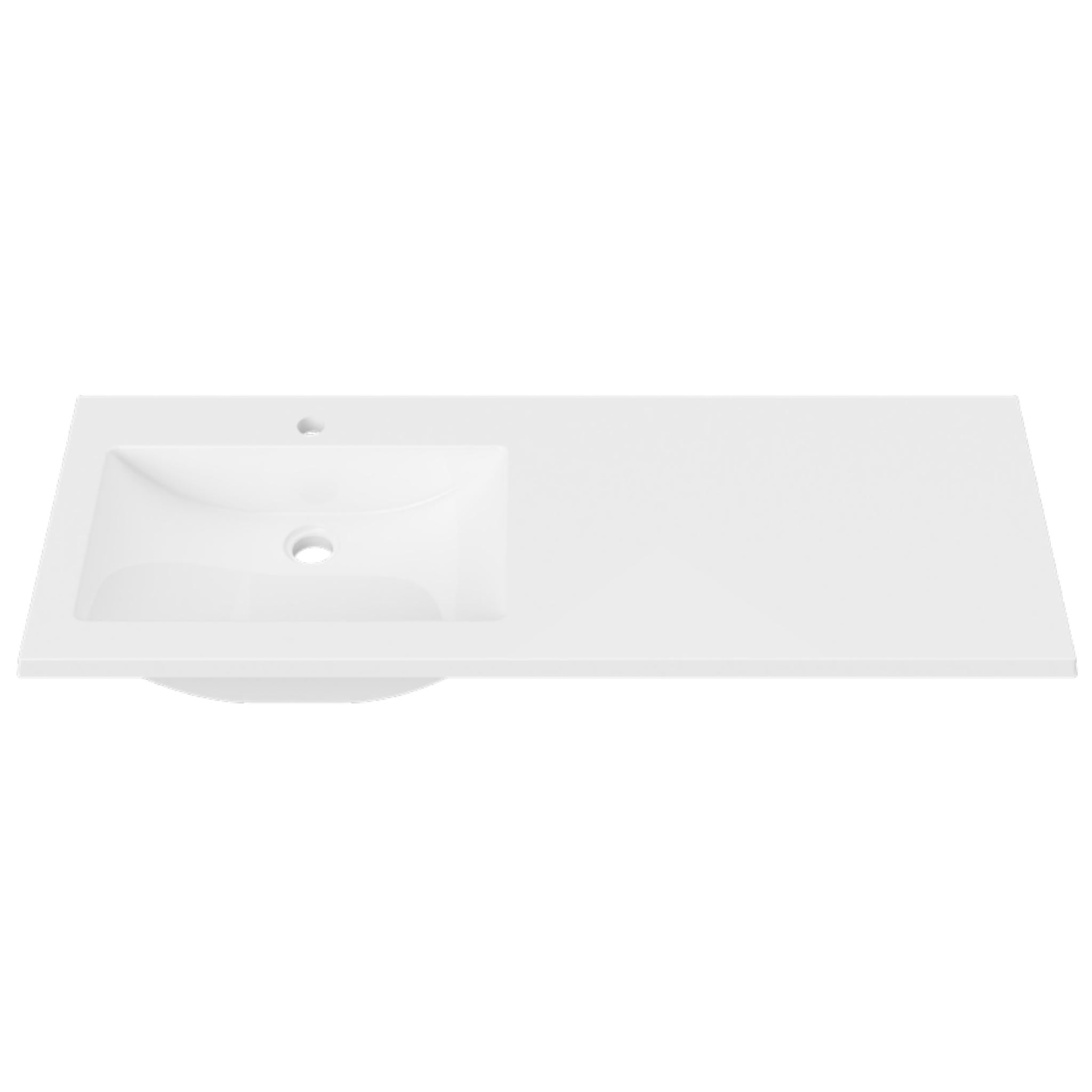 DUROCLASS MONACO GLOSS WHITE OFFSET SINGLE BOWL UNDERMOUNT VANITY TOP (MULTIPLE SIZES AVAILABLE)