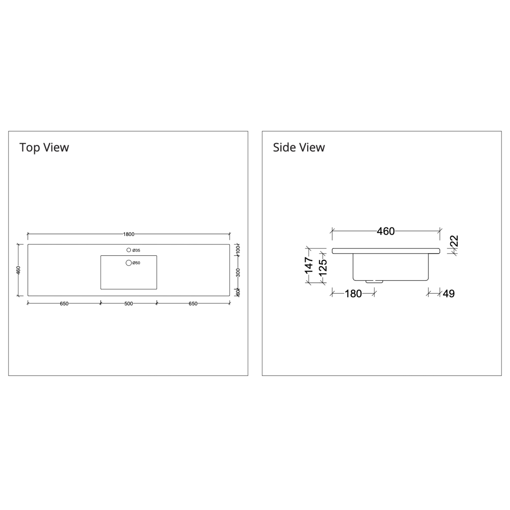 DUROCLASS MONACO GLOSS WHITE SINGLE BOWL UNDERMOUNT VANITY TOP (MULTIPLE SIZES AVAILABLE)