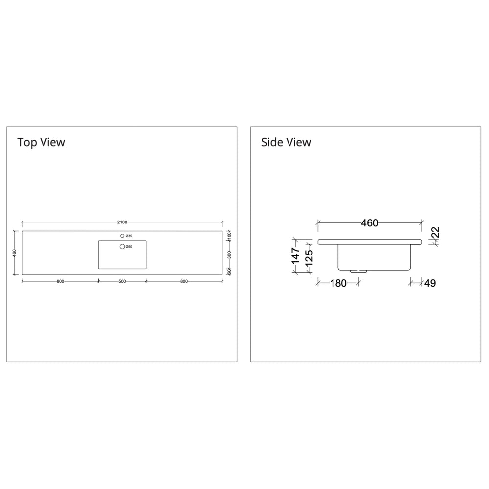 DUROCLASS MONACO GLOSS WHITE SINGLE BOWL UNDERMOUNT VANITY TOP (MULTIPLE SIZES AVAILABLE)