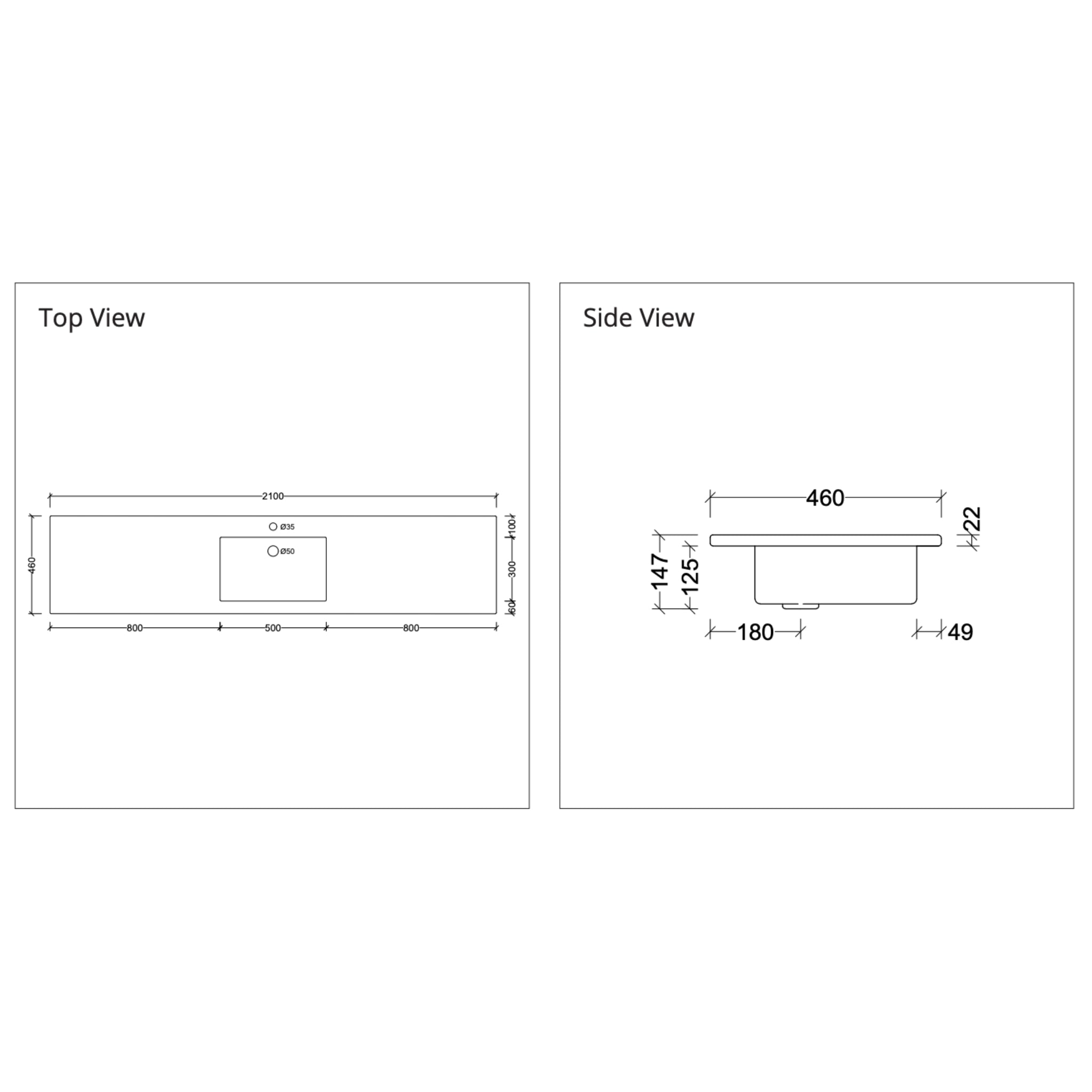 DUROCLASS MONACO GLOSS WHITE SINGLE BOWL UNDERMOUNT VANITY TOP (MULTIPLE SIZES AVAILABLE)
