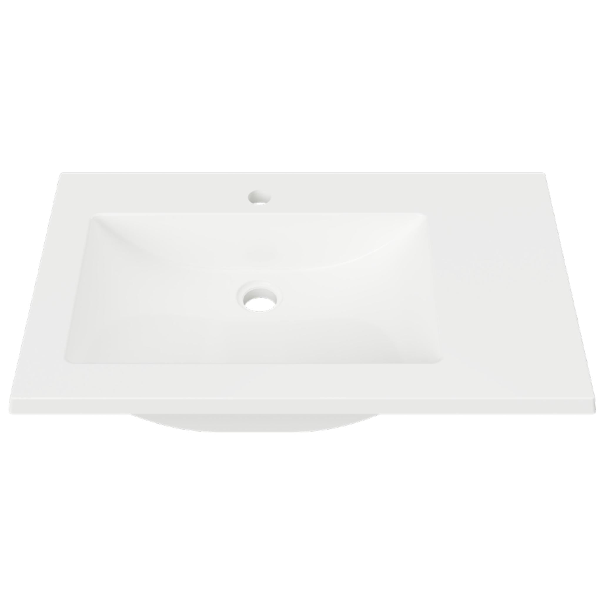 DUROCLASS MONACO GLOSS WHITE OFFSET SINGLE BOWL UNDERMOUNT VANITY TOP (MULTIPLE SIZES AVAILABLE)
