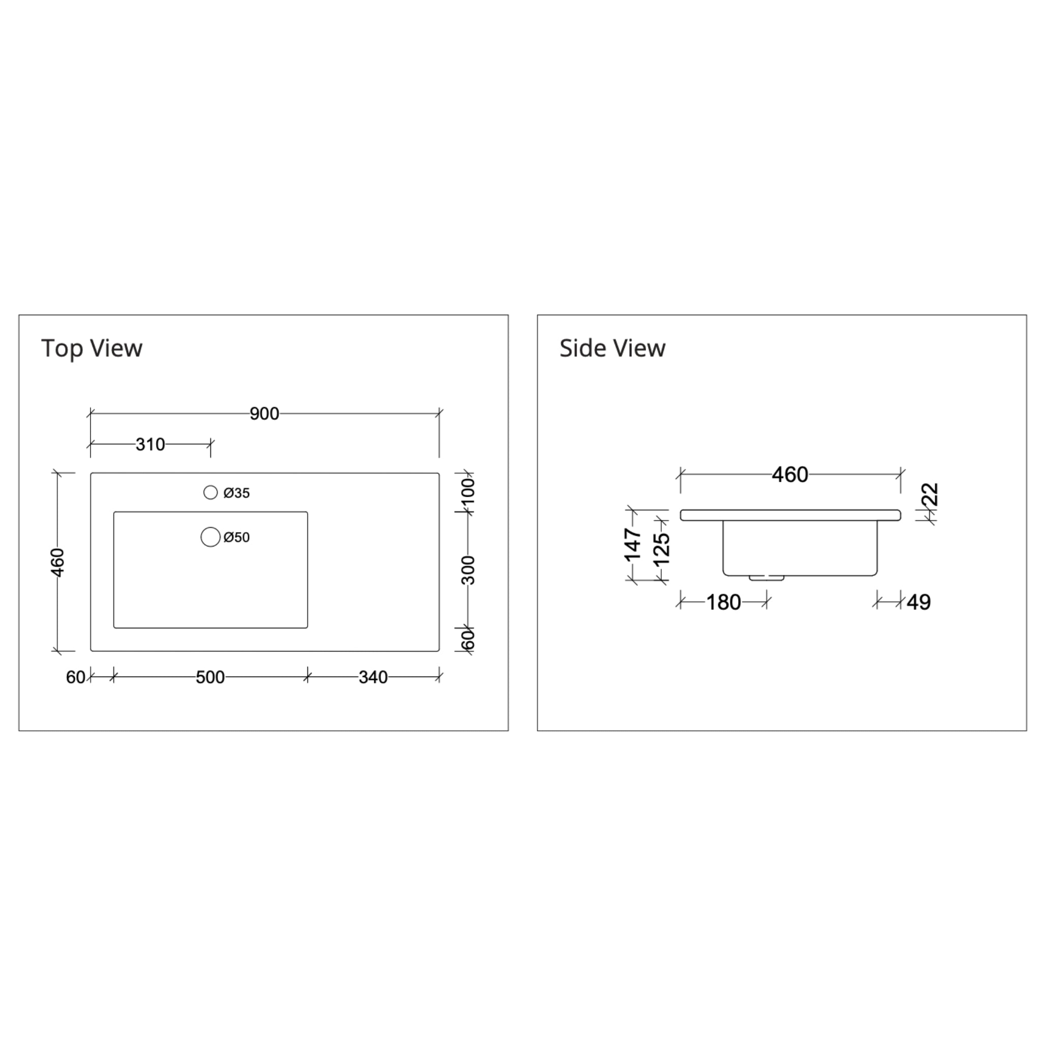 DUROCLASS MONACO GLOSS WHITE OFFSET SINGLE BOWL UNDERMOUNT VANITY TOP (MULTIPLE SIZES AVAILABLE)