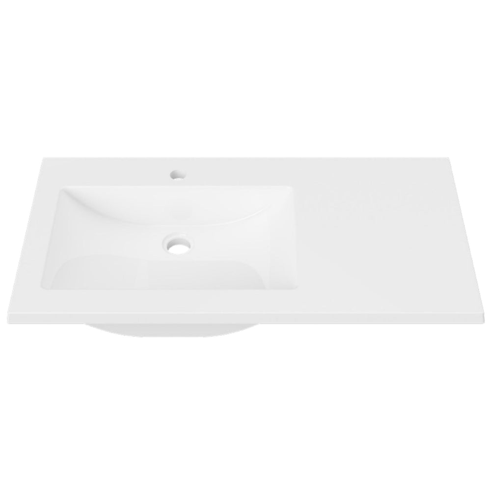 DUROCLASS MONACO GLOSS WHITE OFFSET SINGLE BOWL UNDERMOUNT VANITY TOP (MULTIPLE SIZES AVAILABLE)