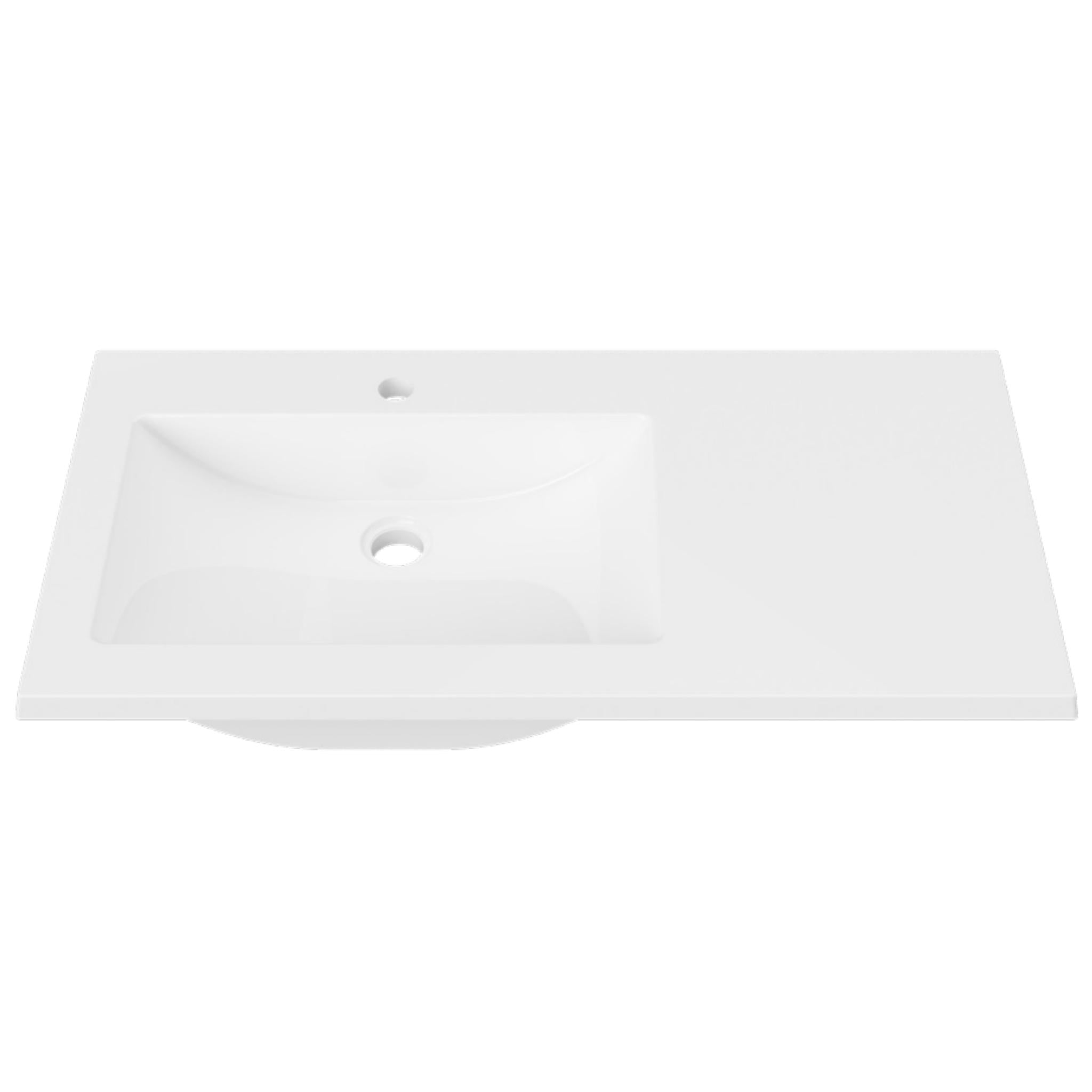 DUROCLASS MONACO GLOSS WHITE OFFSET SINGLE BOWL UNDERMOUNT VANITY TOP (MULTIPLE SIZES AVAILABLE)