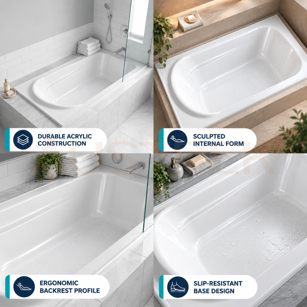 BROADWAY MONTILLO BATH GLOSS WHITE 1670MM