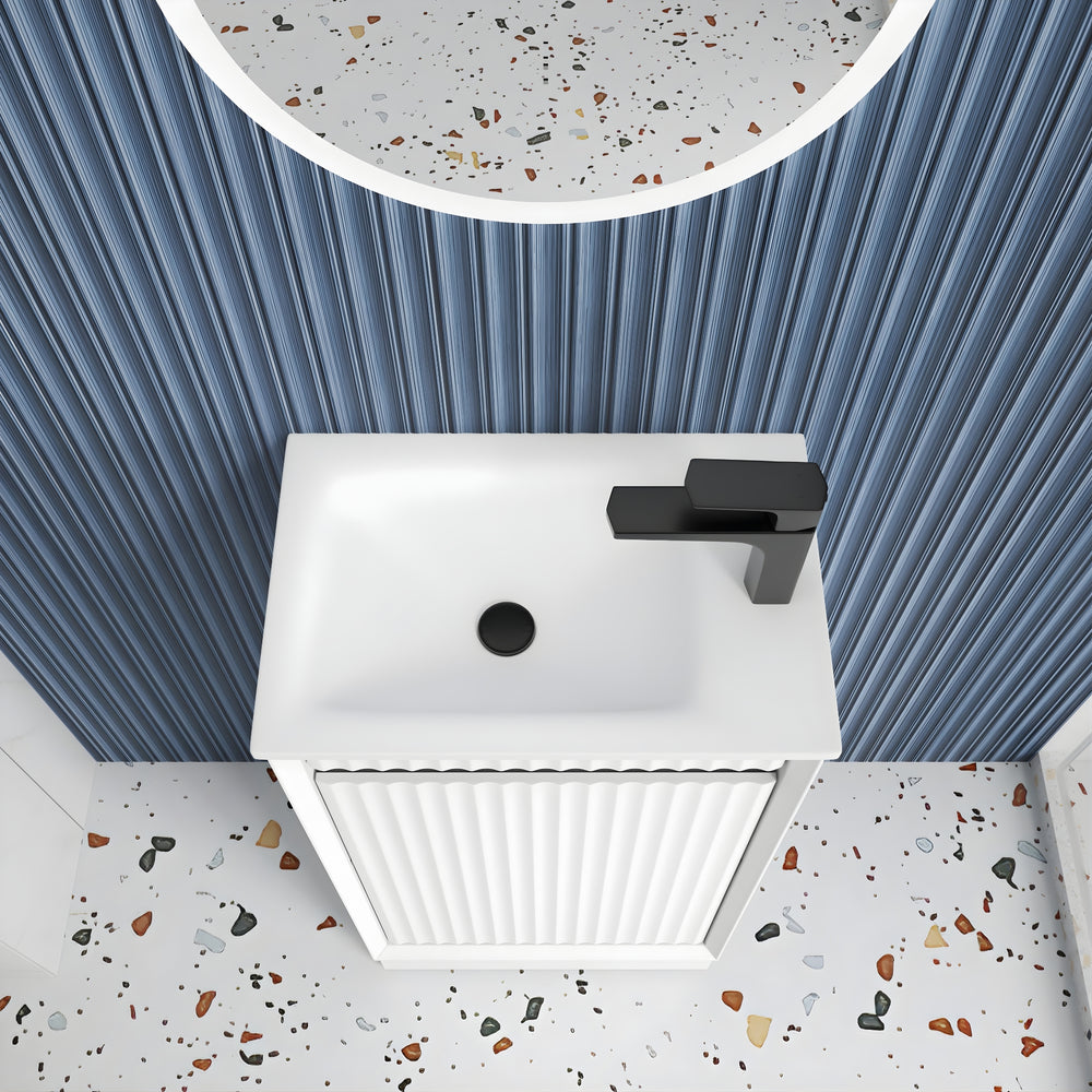 AULIC MINI RAVIA MATTE WHITE 450MM SPACE SAVING FLOOR STANDING VANITY