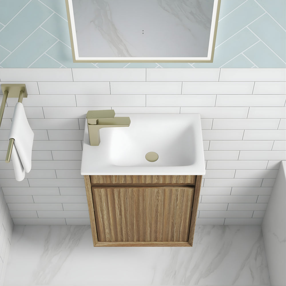 AULIC MINI RAVIA HARVEST OAK 450MM SPACE SAVING WALL HUNG VANITY
