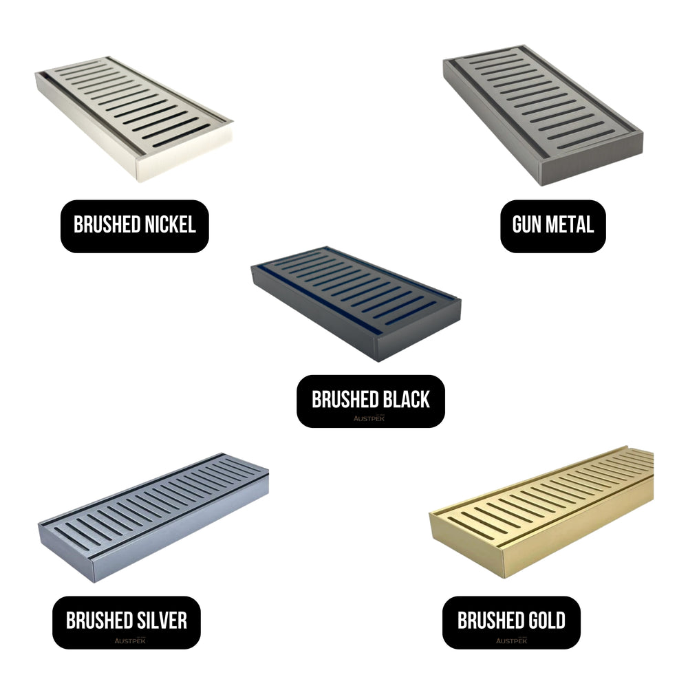 AQUAPERLA EZY FLOW FLOOR GRATE BRUSHED BLACK 100X21MM