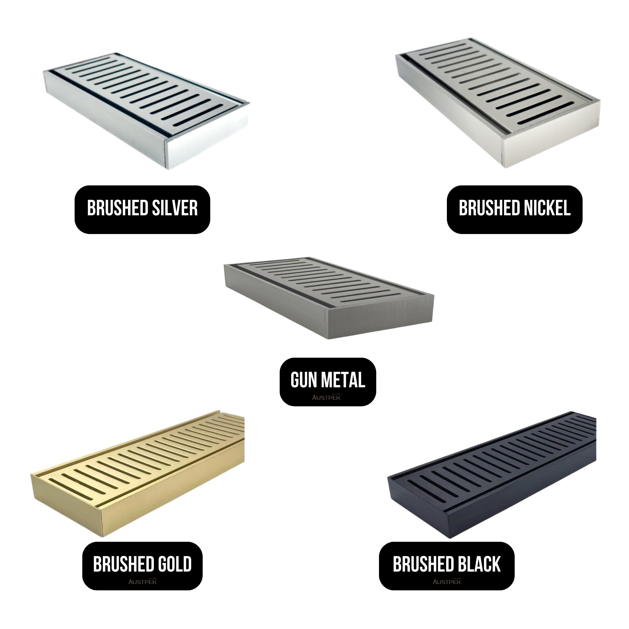AQUAPERLA EZY FLOW FLOOR GRATE GUN METAL 100X26MM