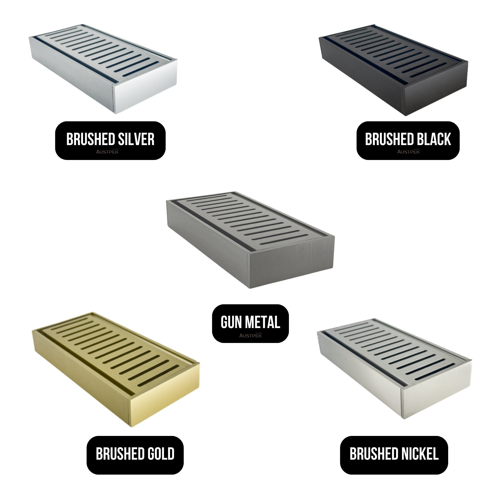 AQUAPERLA EZY FLOW FLOOR GRATE BRUSHED NICKEL 100X35MM