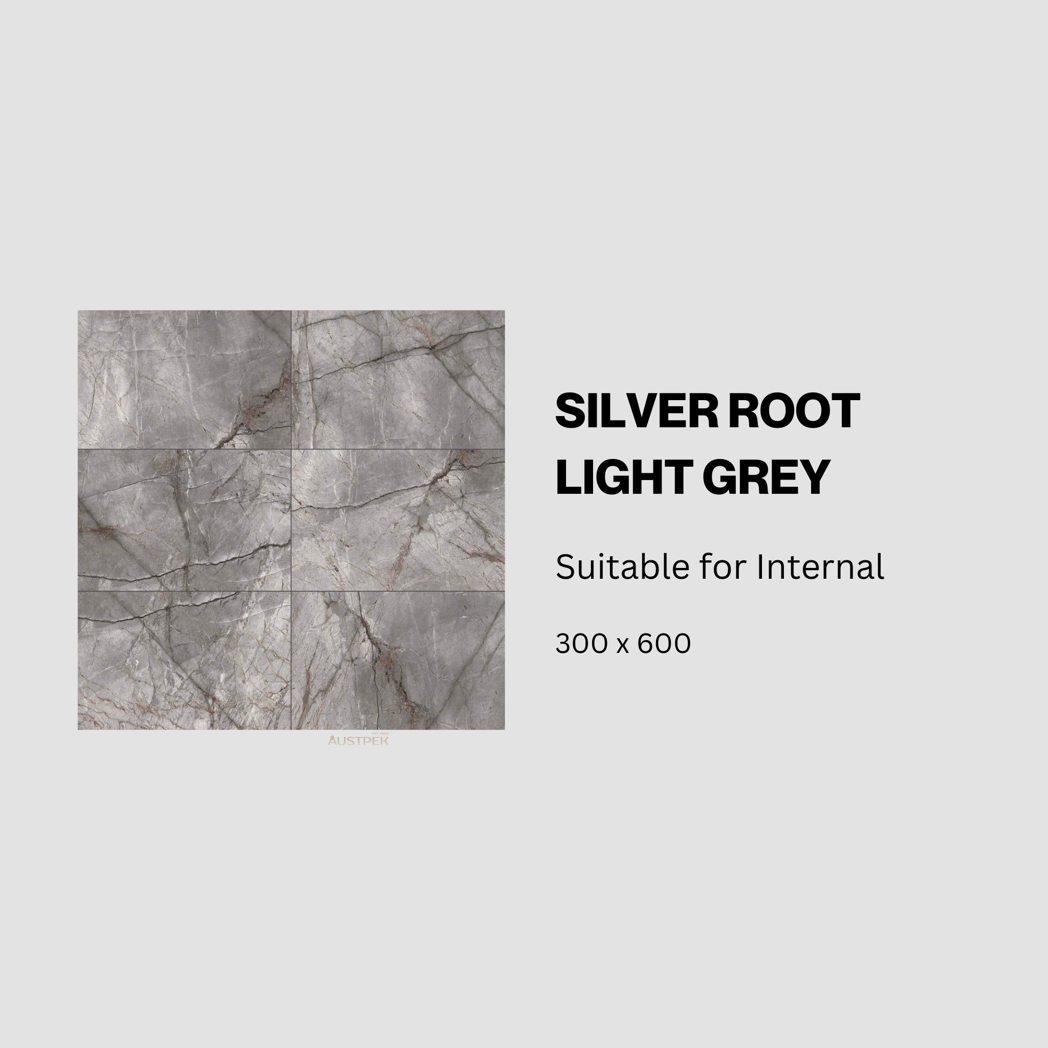 MUSES SILVER ROOT LIGHY GREY SOFT POLISHED 300X600MM RECTANGULAR TILE (PER BOX)