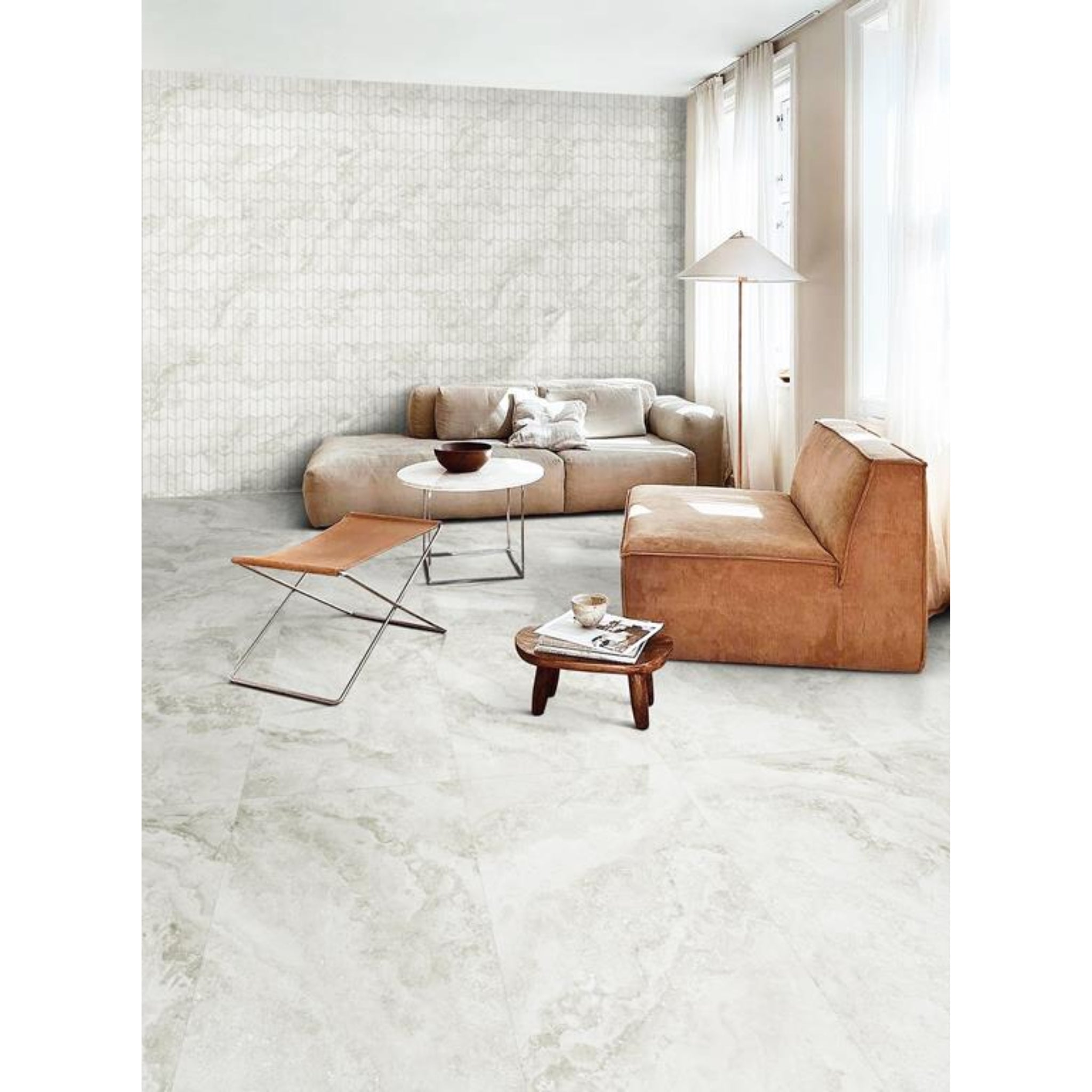 MUSES IMPERIAL STONE IVORY FELLTEC 600X600MM SQUARE TILE (PER BOX)
