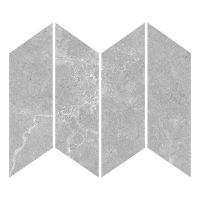 MUSES PETRA MIX LIGHT GREY FELLTEC 73X260MM CHEVRON MOSAIC TILE (PER BOX)