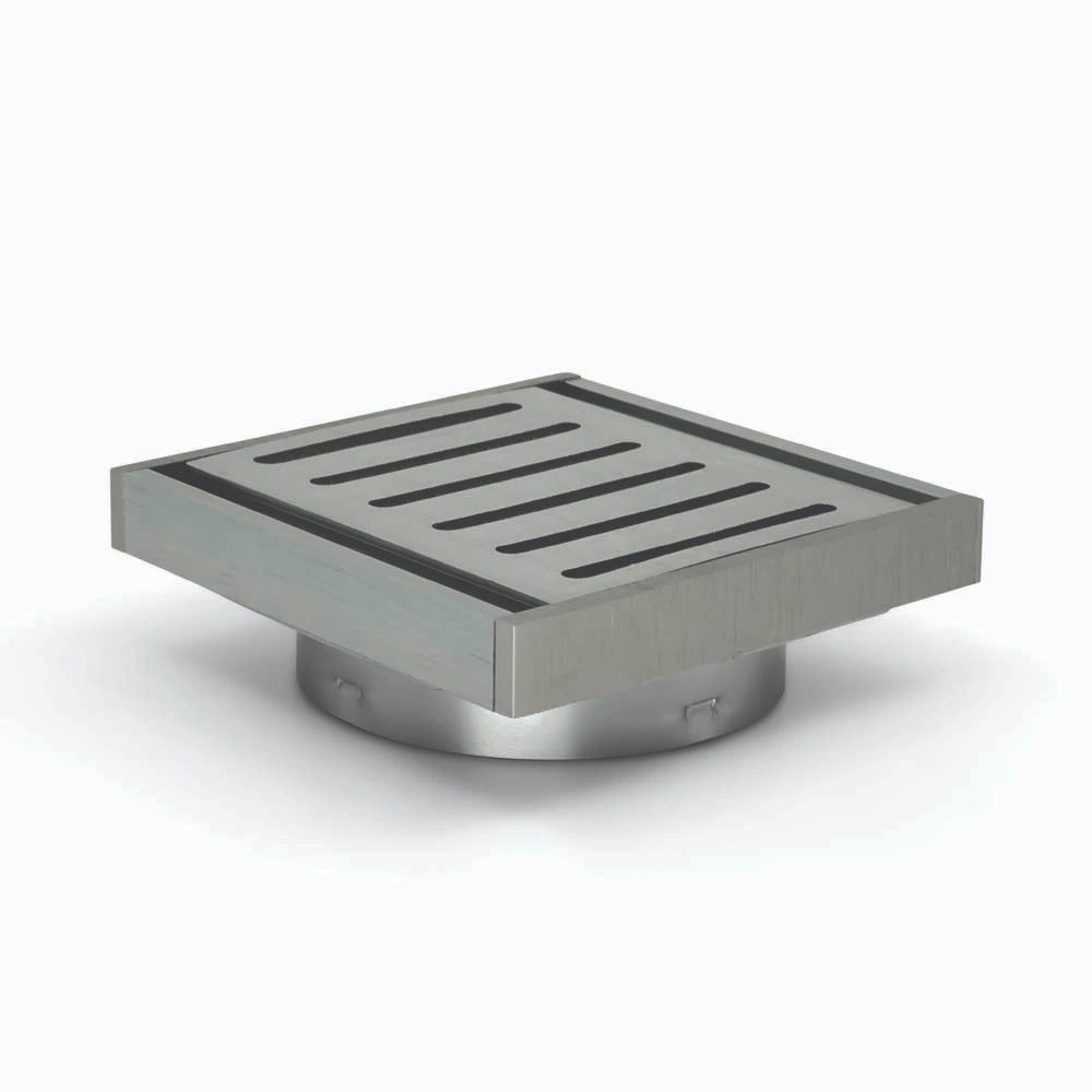 AQUAPERLA MUSES EZY FLOW GUARD FLOOR WASTE 100X100X14MM BRUSHED SILVER 100MM