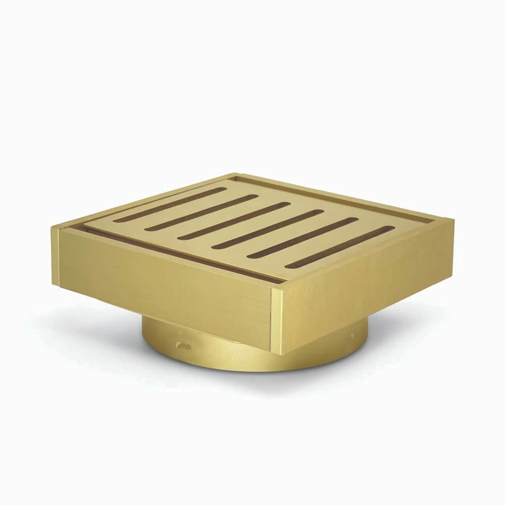 AQUAPERLA MUSES EZY FLOW FLOOR WASTE BRUSHED GOLD 100MM