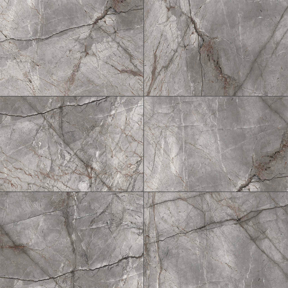MUSES SILVER ROOT LIGHT GREY POLISHED 600X1200MM RECTANGULAR TILE (PER BOX)