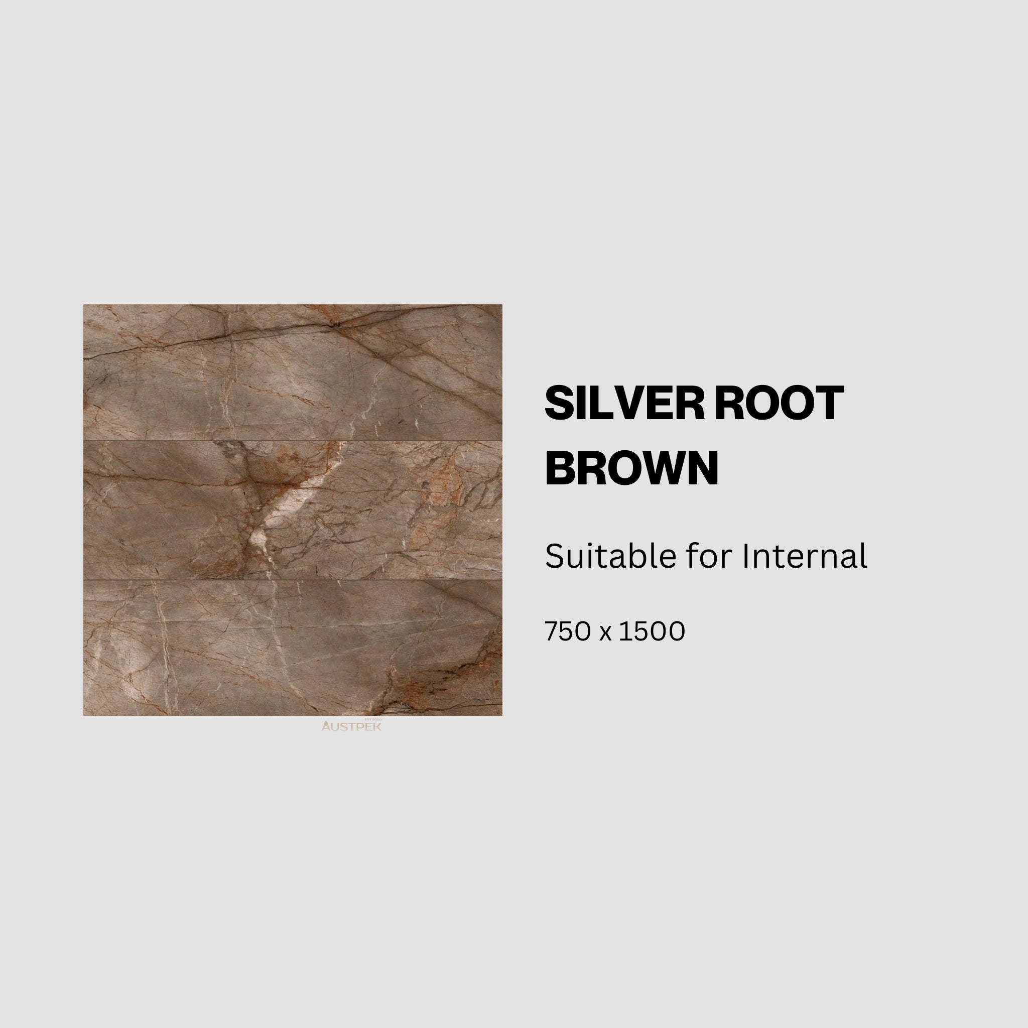 MUSES SILVER ROOT BROWN SOFT POLISHED 750X1500MM RECTANGULAR TILE (PER BOX)