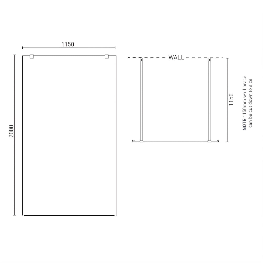 DECINA M-SERIES FRAMELESS FREESTANDING PANEL CLEAR GLASS BRUSHED NICKEL