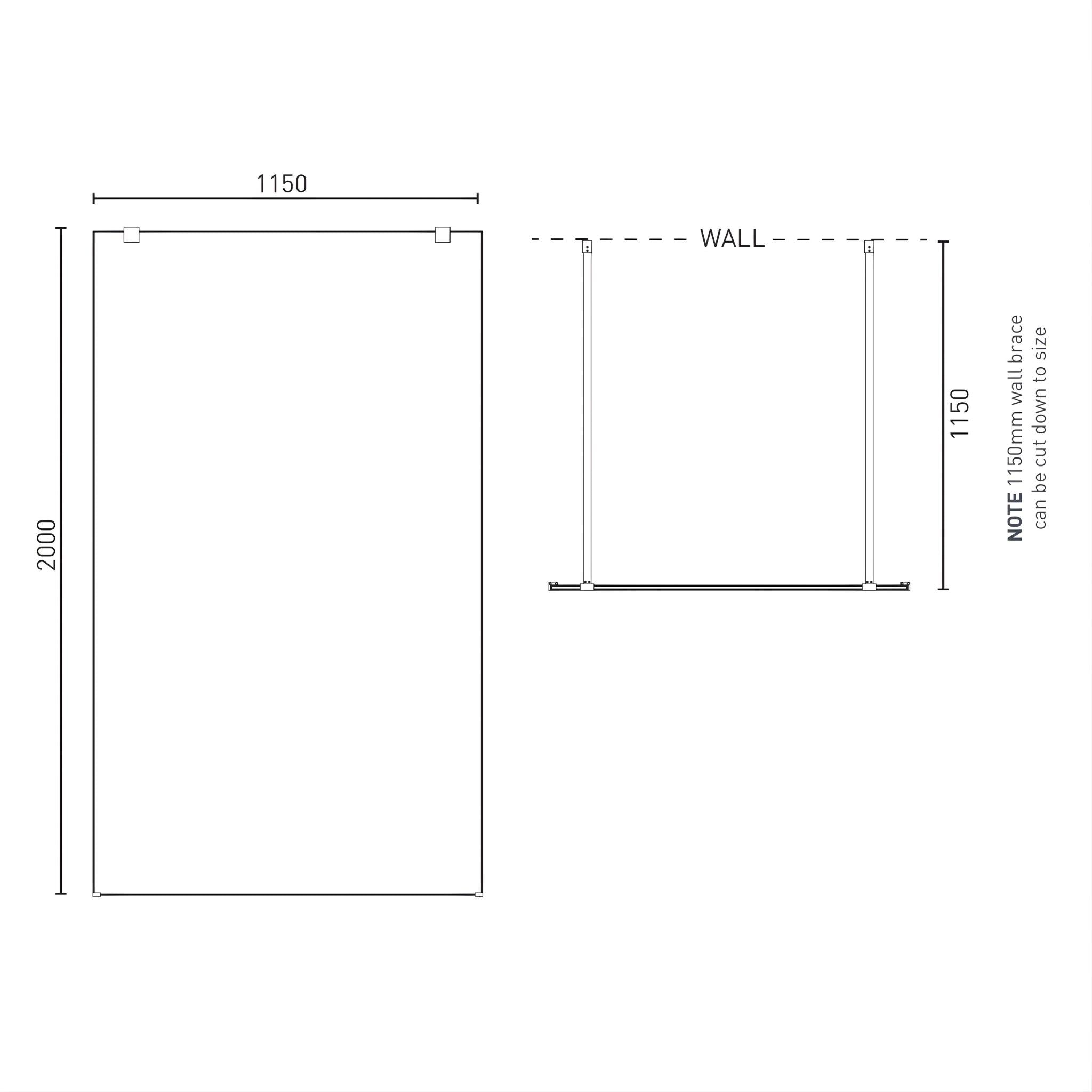 DECINA M-SERIES FRAMELESS FREESTANDING PANEL CLEAR GLASS BRUSHED NICKEL