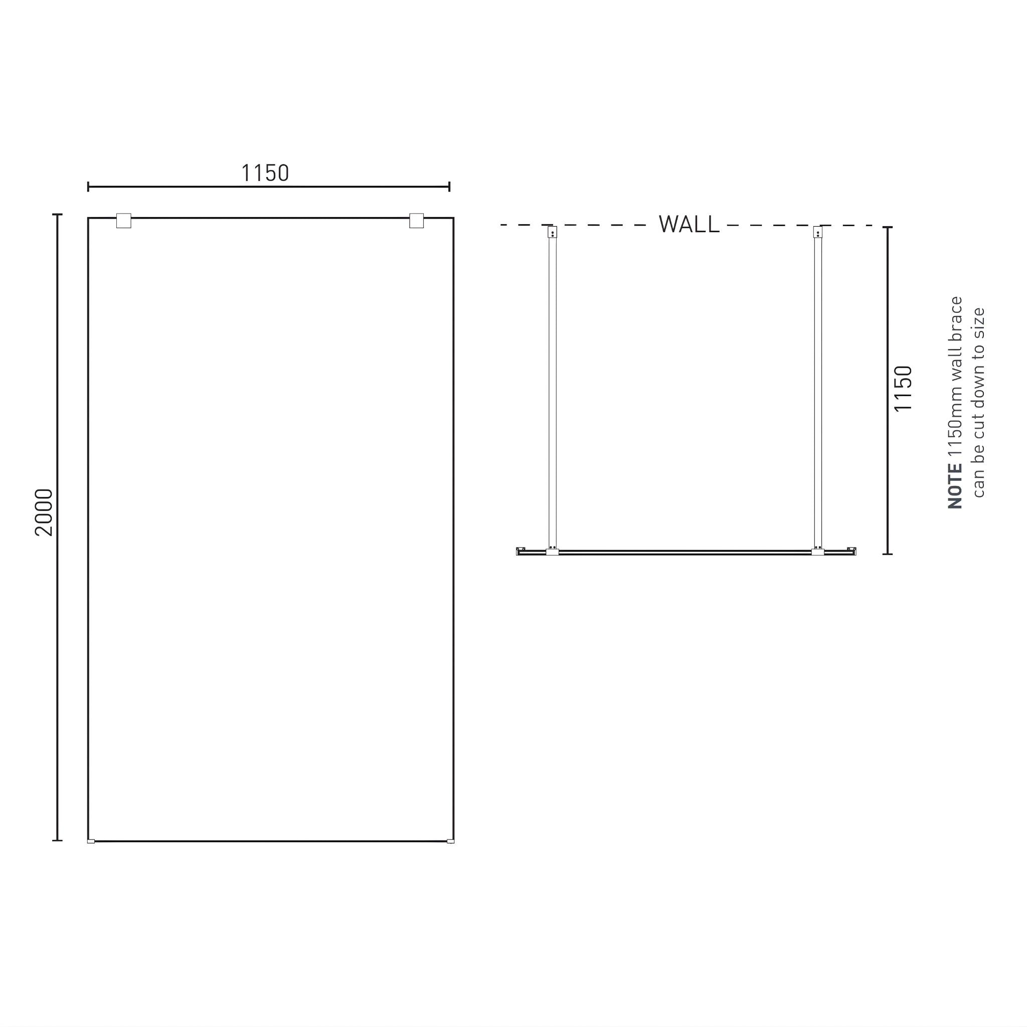 DECINA M-SERIES FRAMELESS FREESTANDING PANEL CLEAR GLASS CHROME