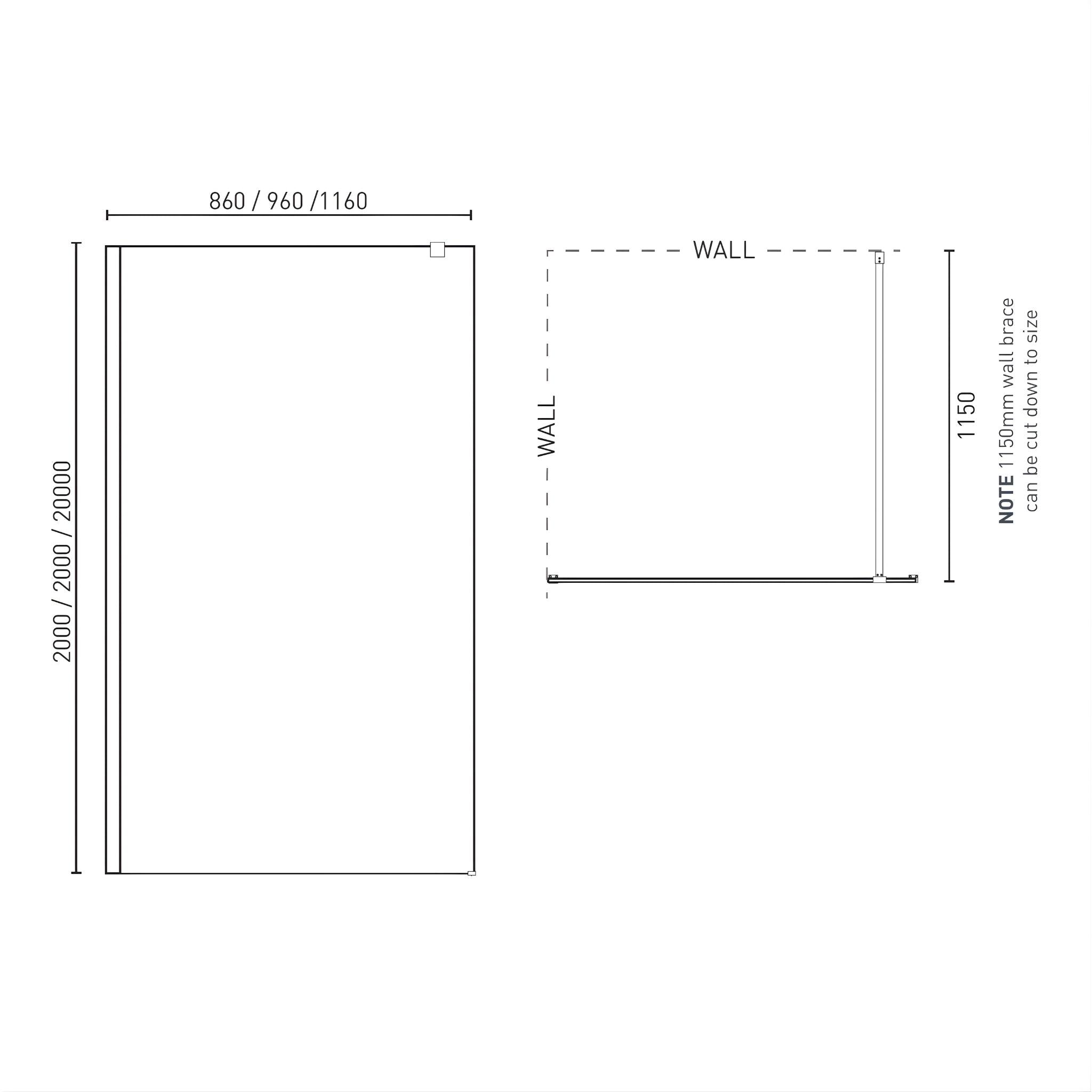 DECINA M-SERIES FRAMELESS WALL FIXED PANEL TINTED GLASS CHROME