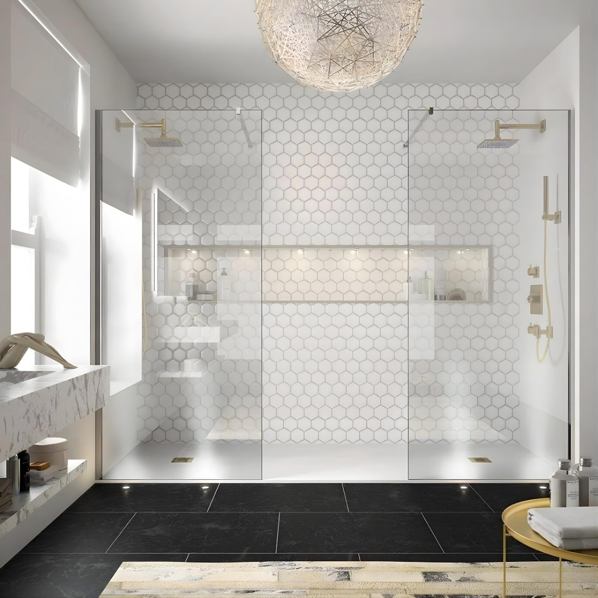 DECINA M-SERIES FRAMELESS WALL FIXED PANEL CLEAR GLASS CHROME