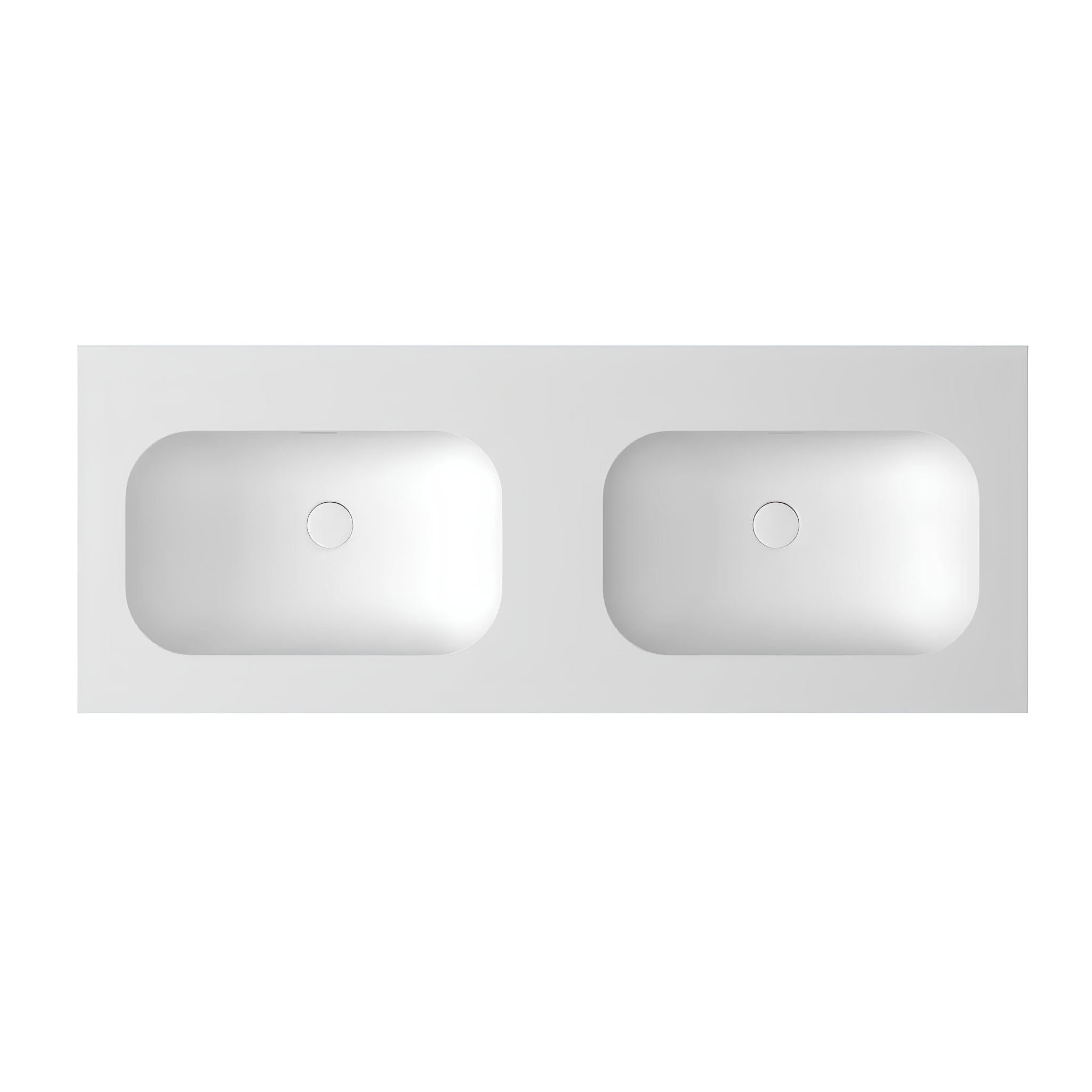 OTTI CHLOE SILK MATTE WHITE UNDERMOUNT DOUBLE VANITY SOLID SURFACE STONE TOP WITH BASIN (AVAILABLE IN 1200MM, 1500MM, AND 1800MM)