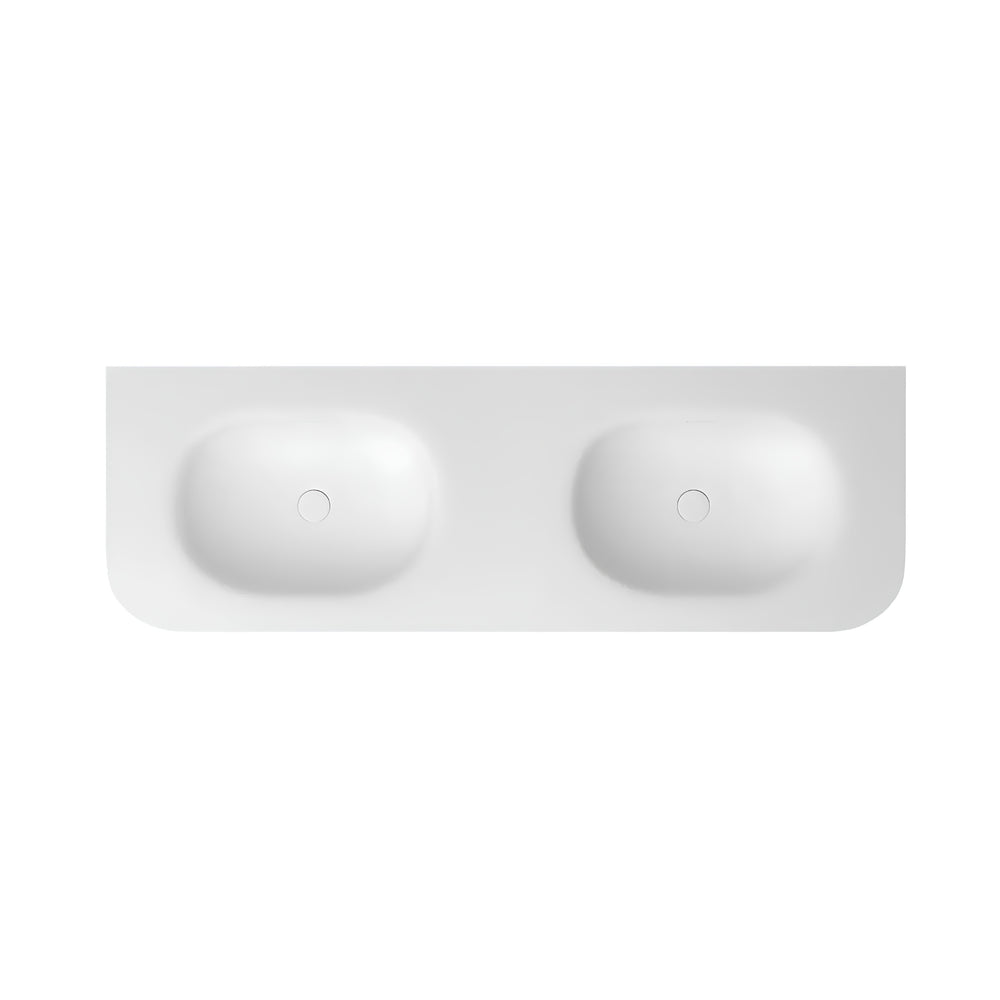 OTTI CHLOE SILK MATTE WHITE UNDERMOUNT DOUBLE VANITY SOLID SURFACE STONE TOP WITH BASIN (AVAILABLE IN 1500MM AND 1800MM)