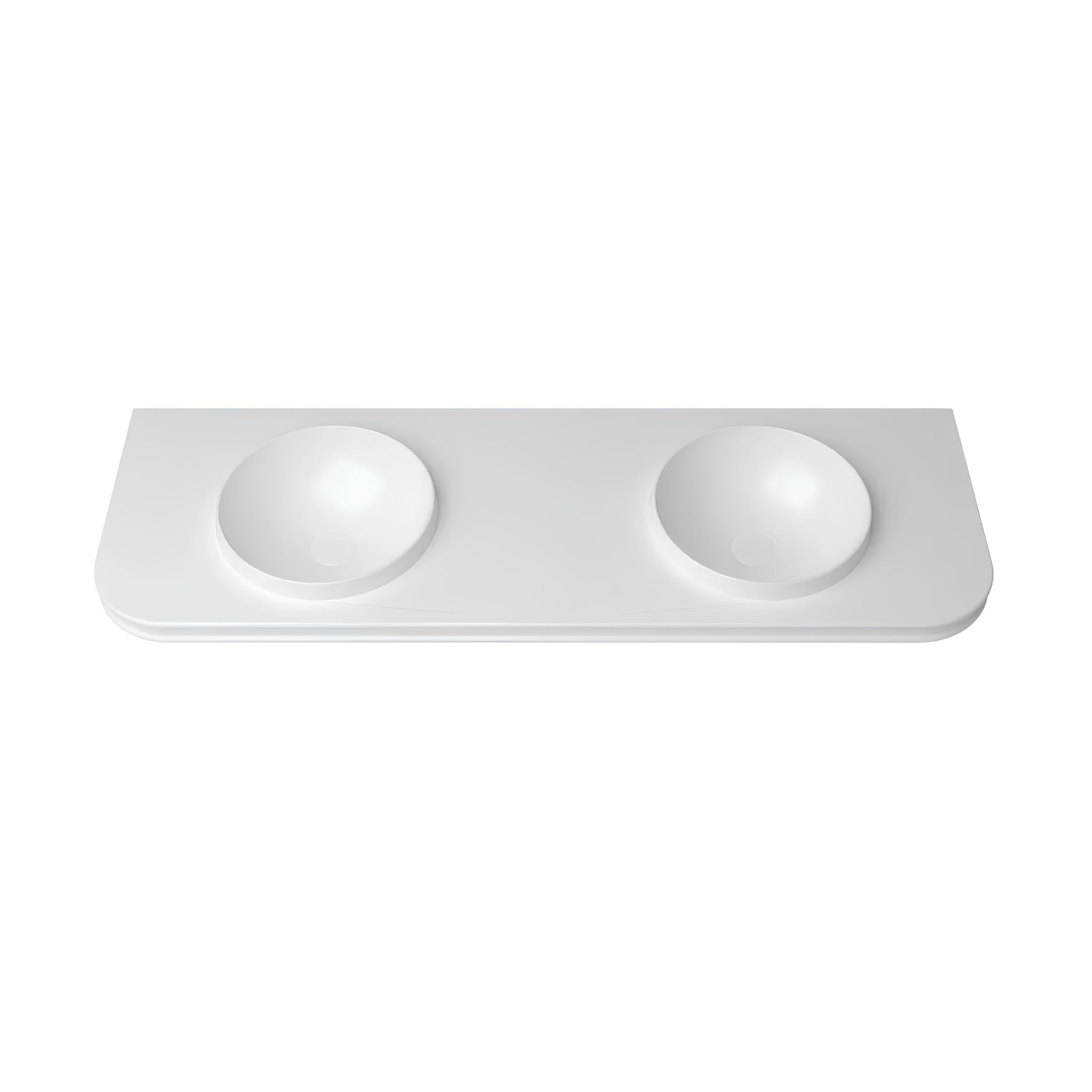OTTI HAVANA ENGLISH EDGE MATTE WHITE UNDERMOUNT DOUBLE VANITY TOP WITH ROUND BASIN (AVAILABLE IN 1500MM AND 1800MM)