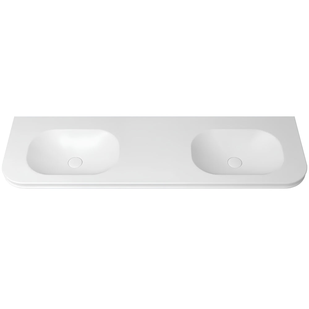 OTTI HAVANA ENGLISH EDGE MATTE WHITE UNDERMOUNT DOUBLE VANITY TOP WITH SOFT SQUARE BASIN (AVAILABLE IN 1500MM AND 1800MM)