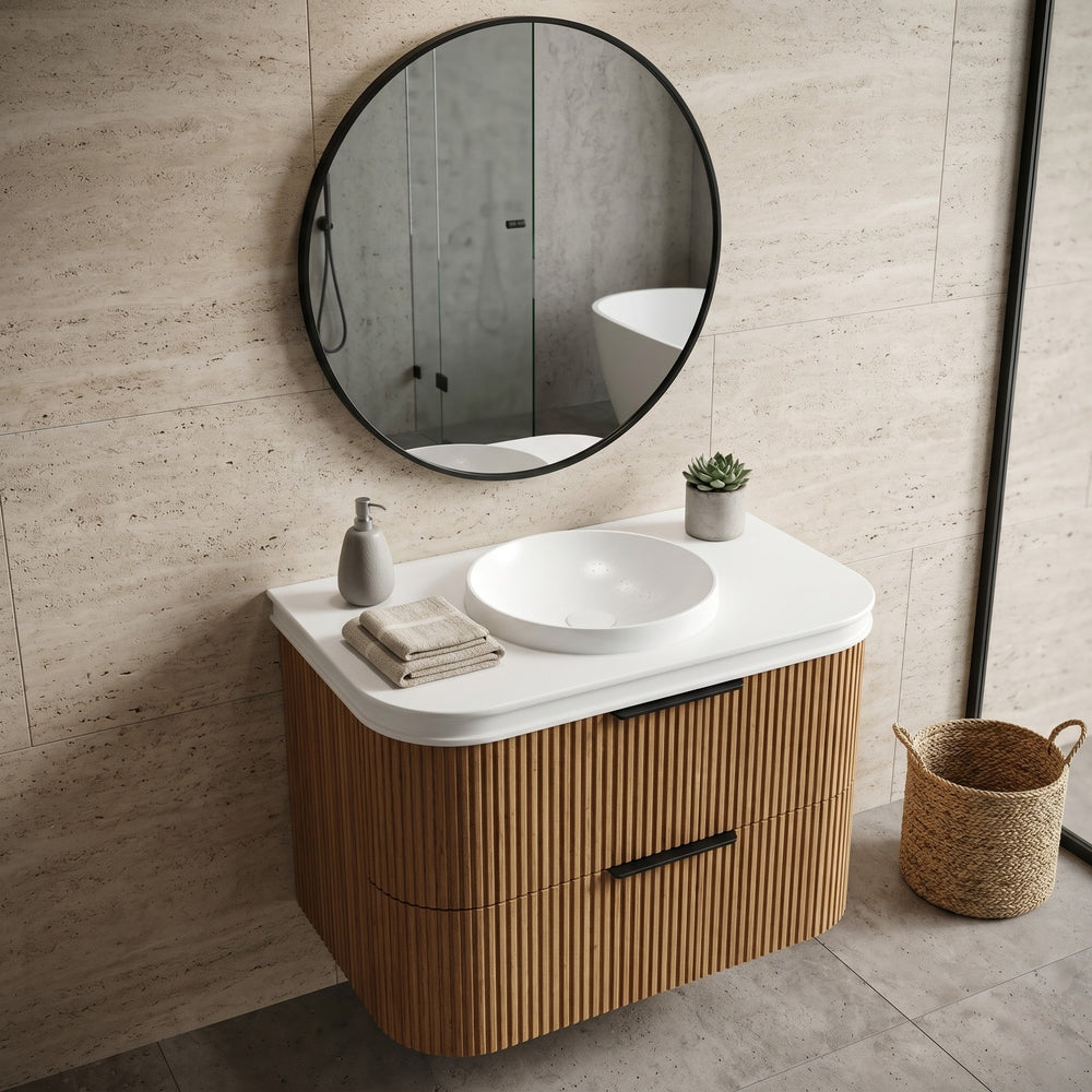 OTTI HAVANA ENGLISH EDGE MATTE WHITE UNDERMOUNT SINGLE VANITY TOP WITH ROUND BASIN (MULTIPLE SIZES AVAILABLE)