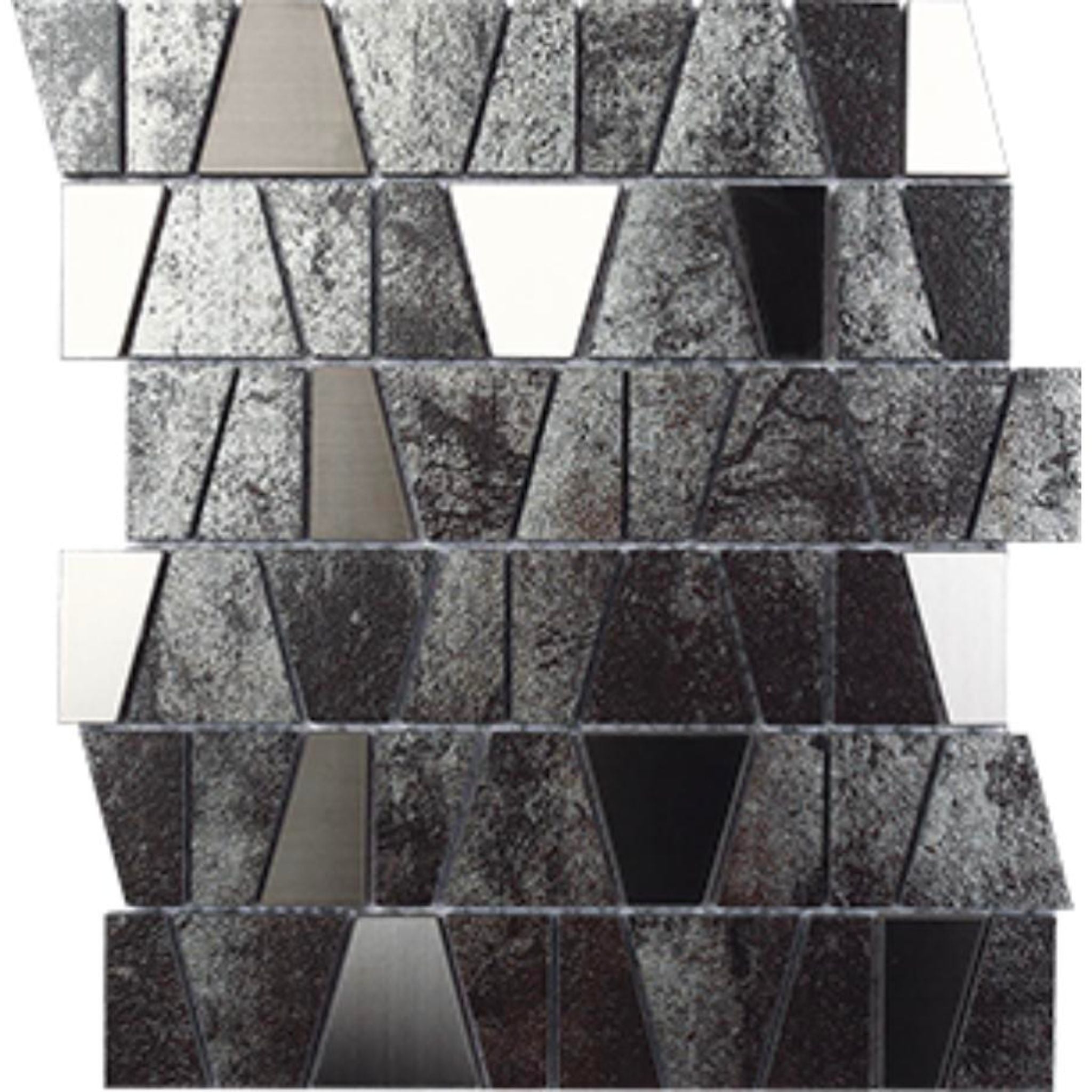 EVERSTONE METALGRES ANTIQUE SILVER GLAZED 300X260MM SQUARE MOSAIC TILE