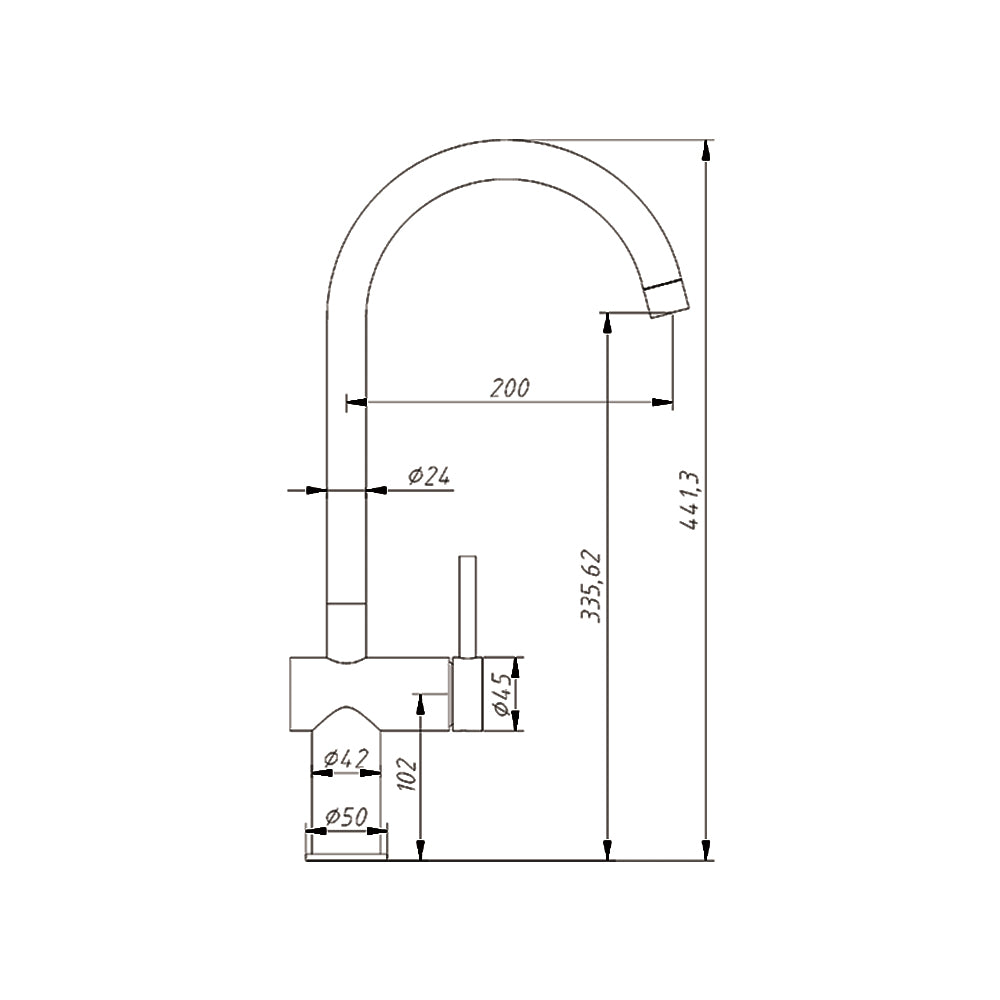 AMOZA LEAD FREE GOOSENECK SINK MIXER 441MM BRUSHED COPPER